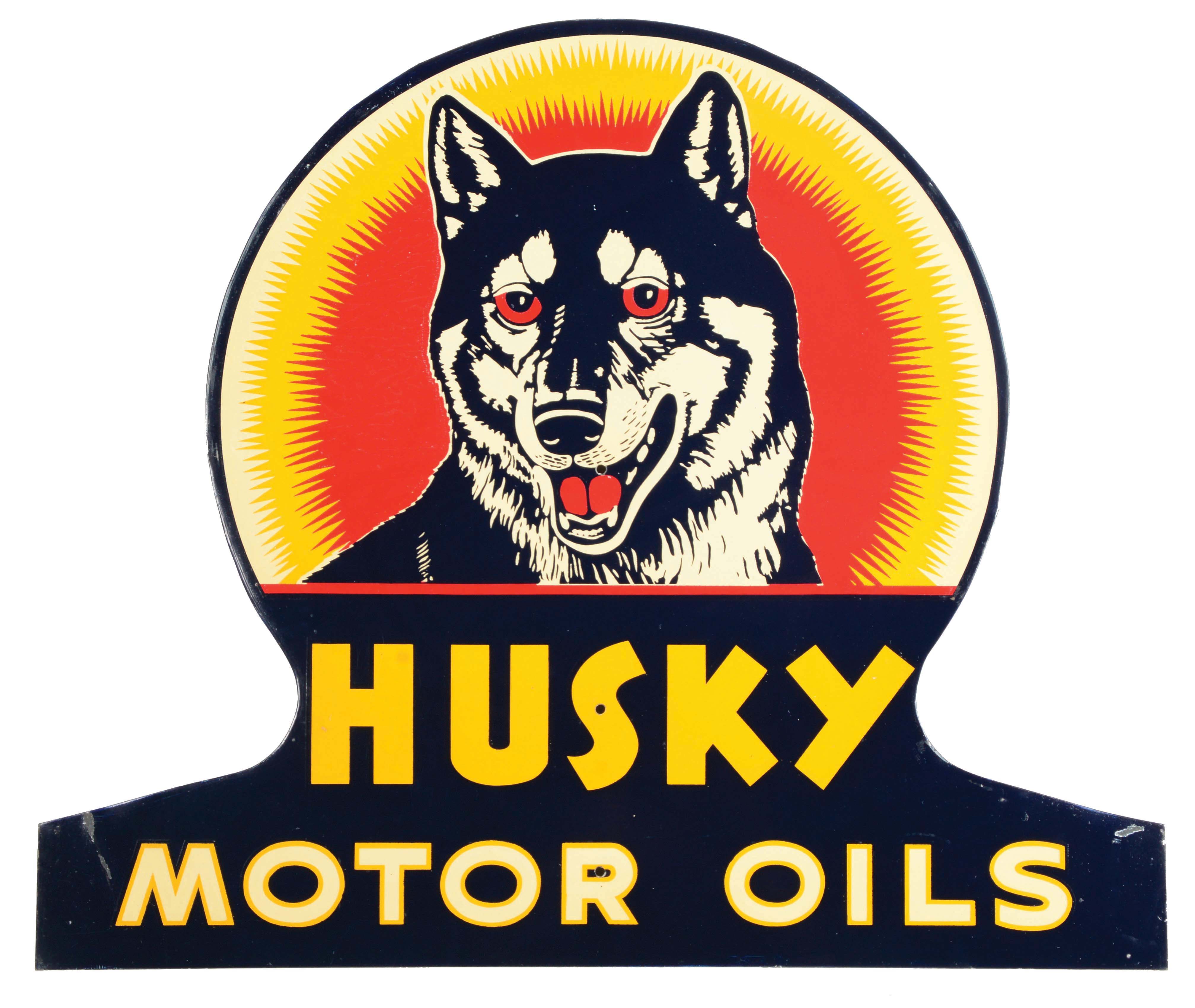 Lot Detail RARE & OUTSTANDING HUSKY MOTOR OILS DIE CUT TIN SERVICE