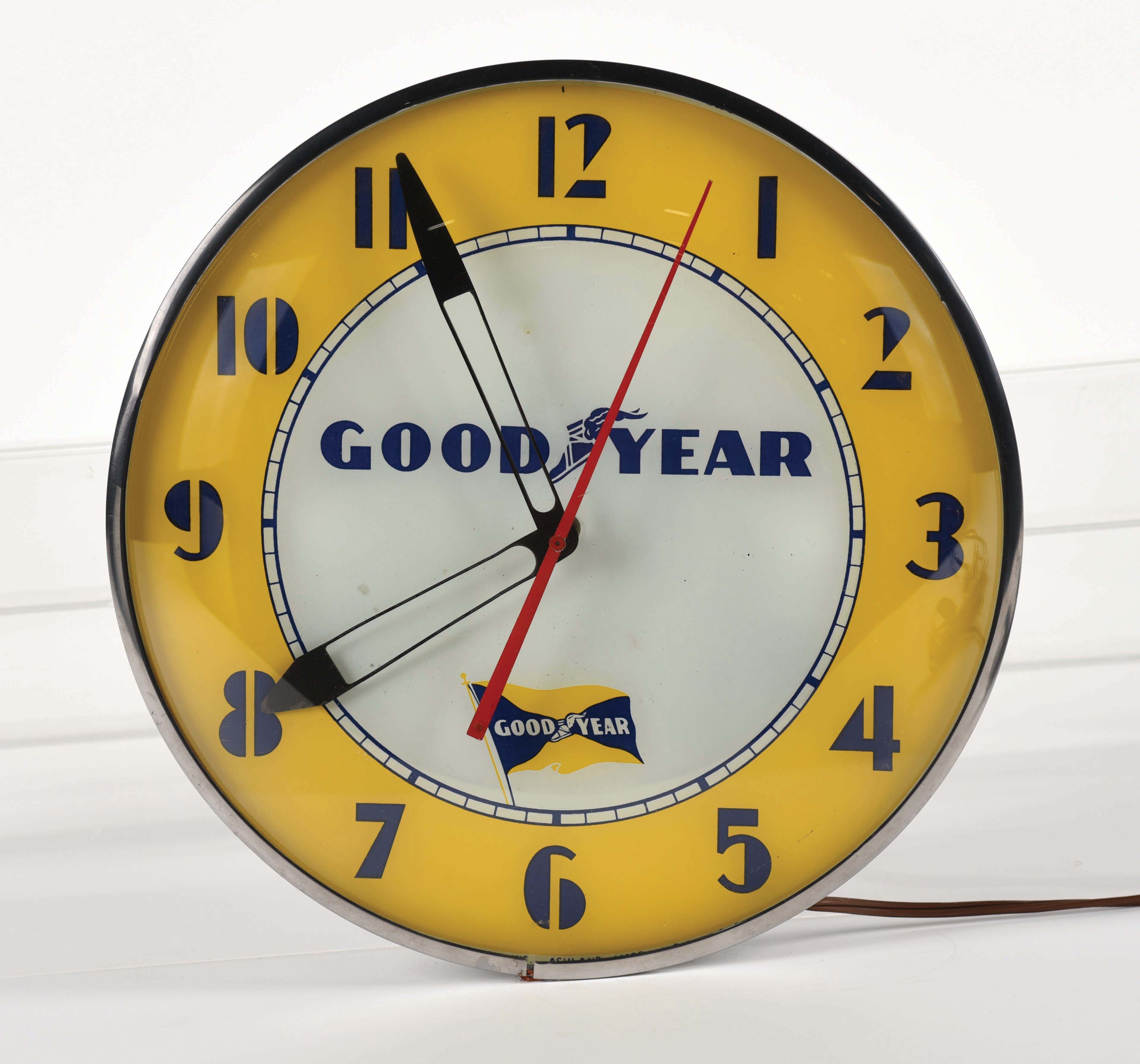 Lot Detail GOODYEAR TIRES GLASS FACE SERVICE STATION CLOCK.