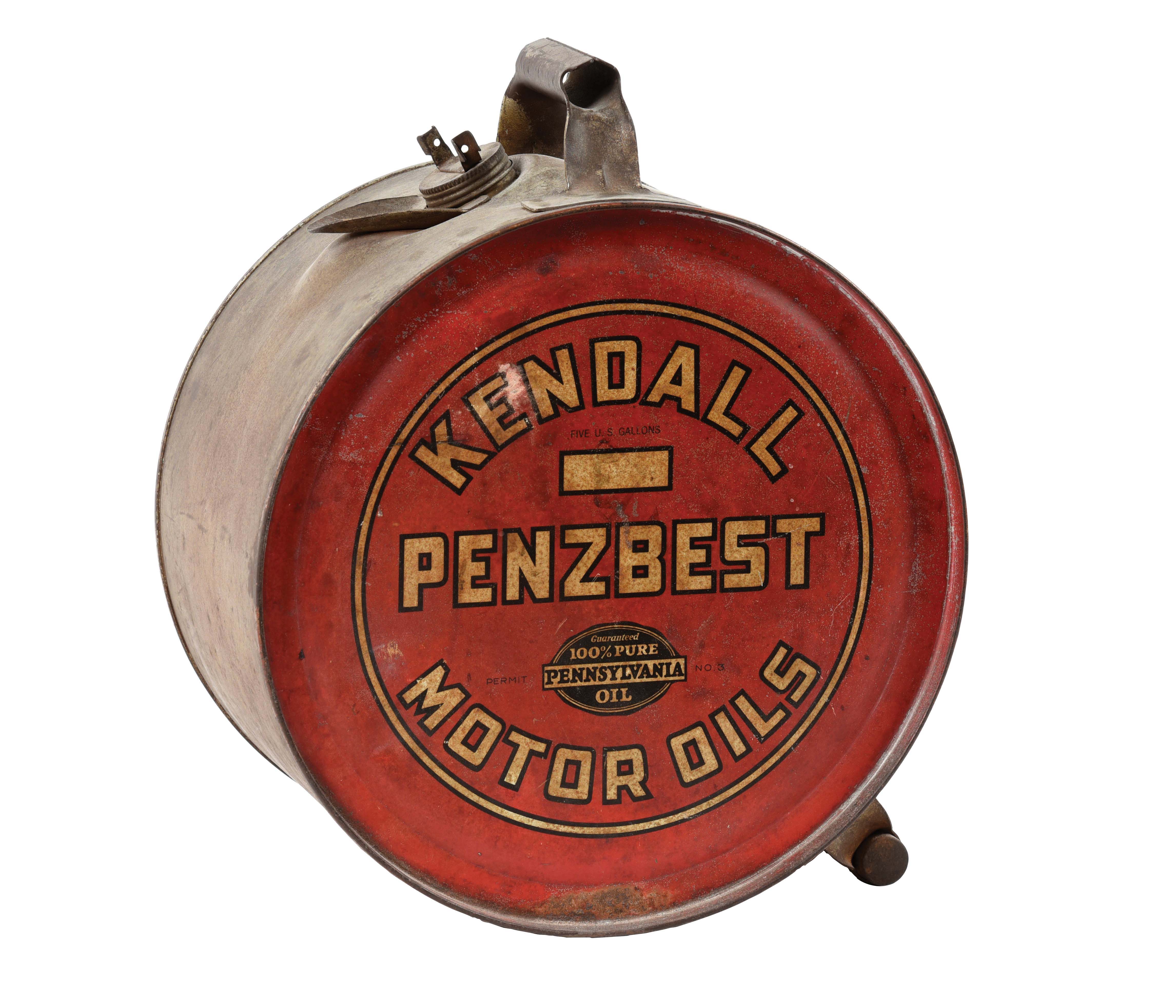 Lot Detail KENDALL "PENZBEST" MOTOR OIL FIVE GALLON ROCKER CAN.
