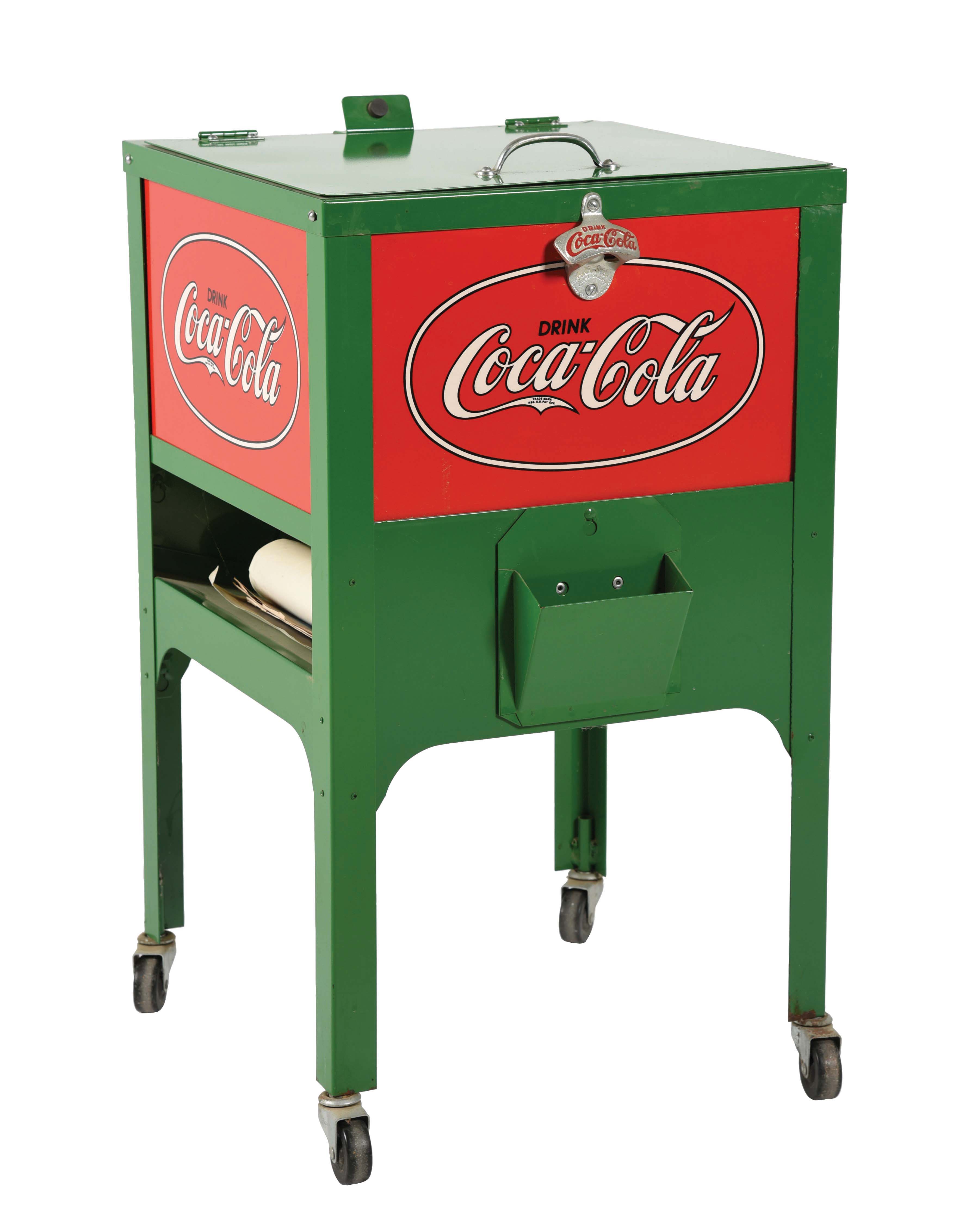 REPRODUCTION GLASCOCK COCACOLA COOLER. auctions & price archive