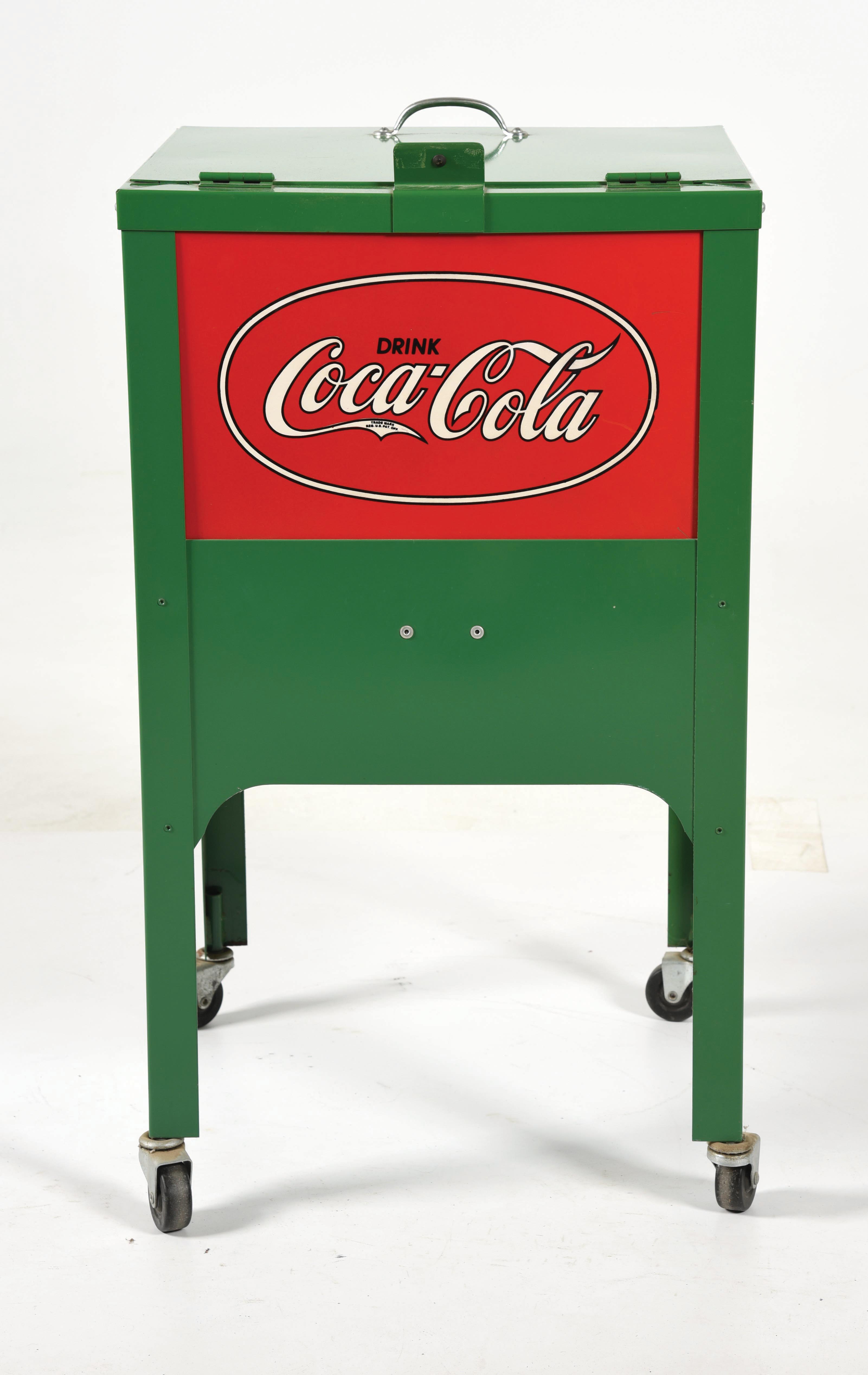REPRODUCTION GLASCOCK COCACOLA COOLER. auctions & price archive