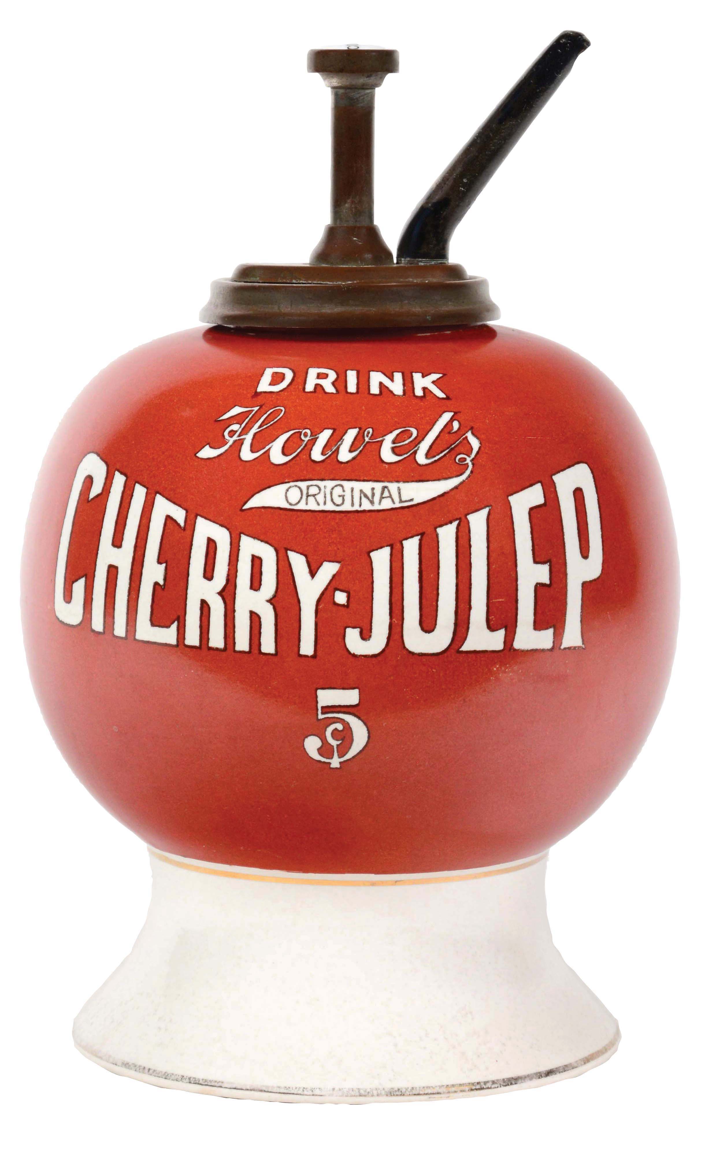Lot Detail HOWEL'S CHERRY JULEP SODA FOUNTAIN SYRUP DISPENSER.