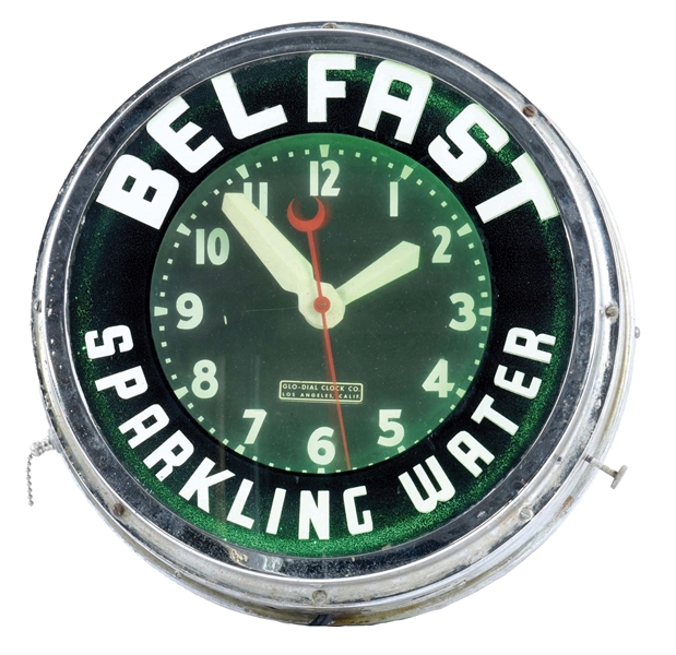 Lot Detail WORKING BELFAST SPARKLING WATER ADVERTISING CLOCK.