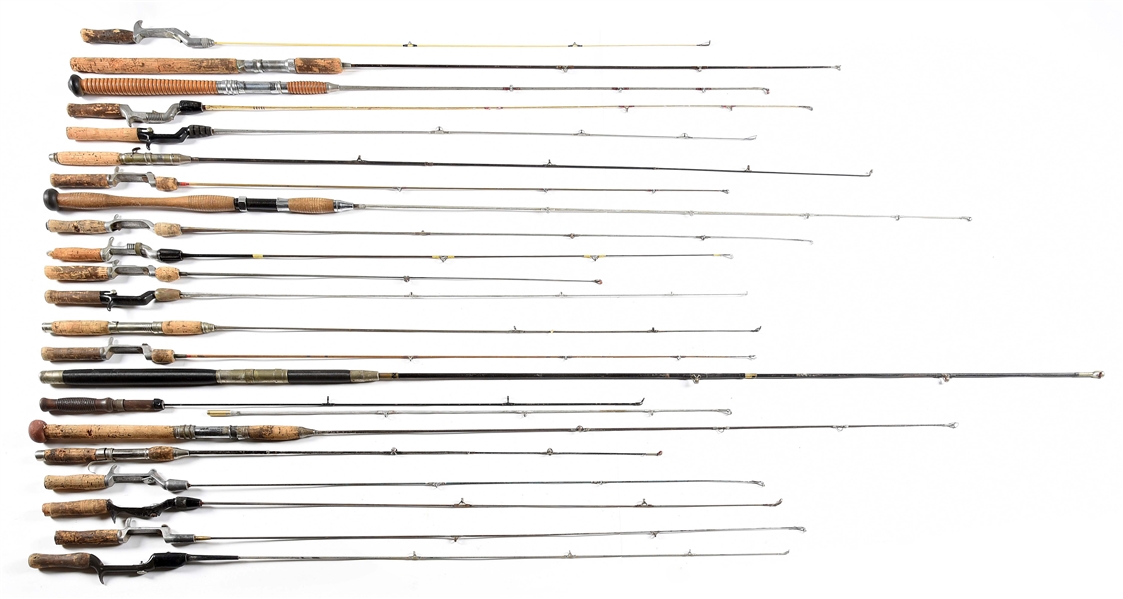 Lot Detail LOT OF 22 STEEL FISHING RODS.