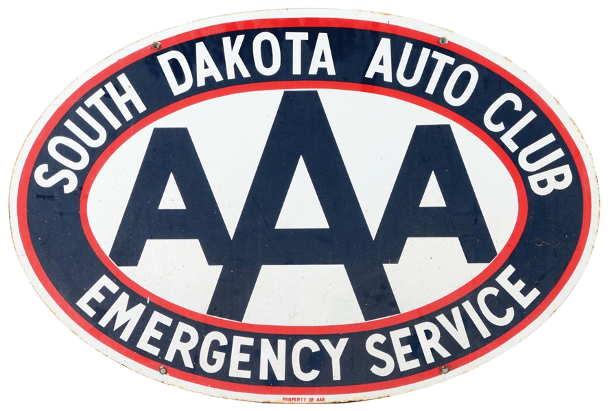 Lot Detail DOUBLE SIDED PORCELAIN AAA SOUTH DAKOTA AUTO CLUB SIGN.