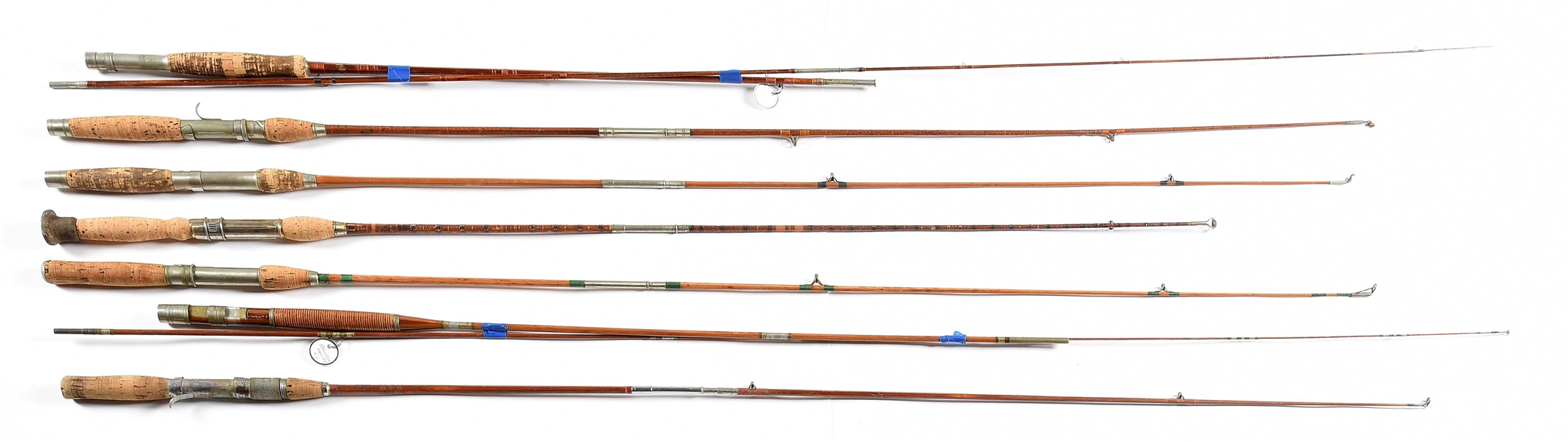 Lot Detail LOT OF 7 LIGHT BAMBOO FLY RODS AND CASTING RODS.