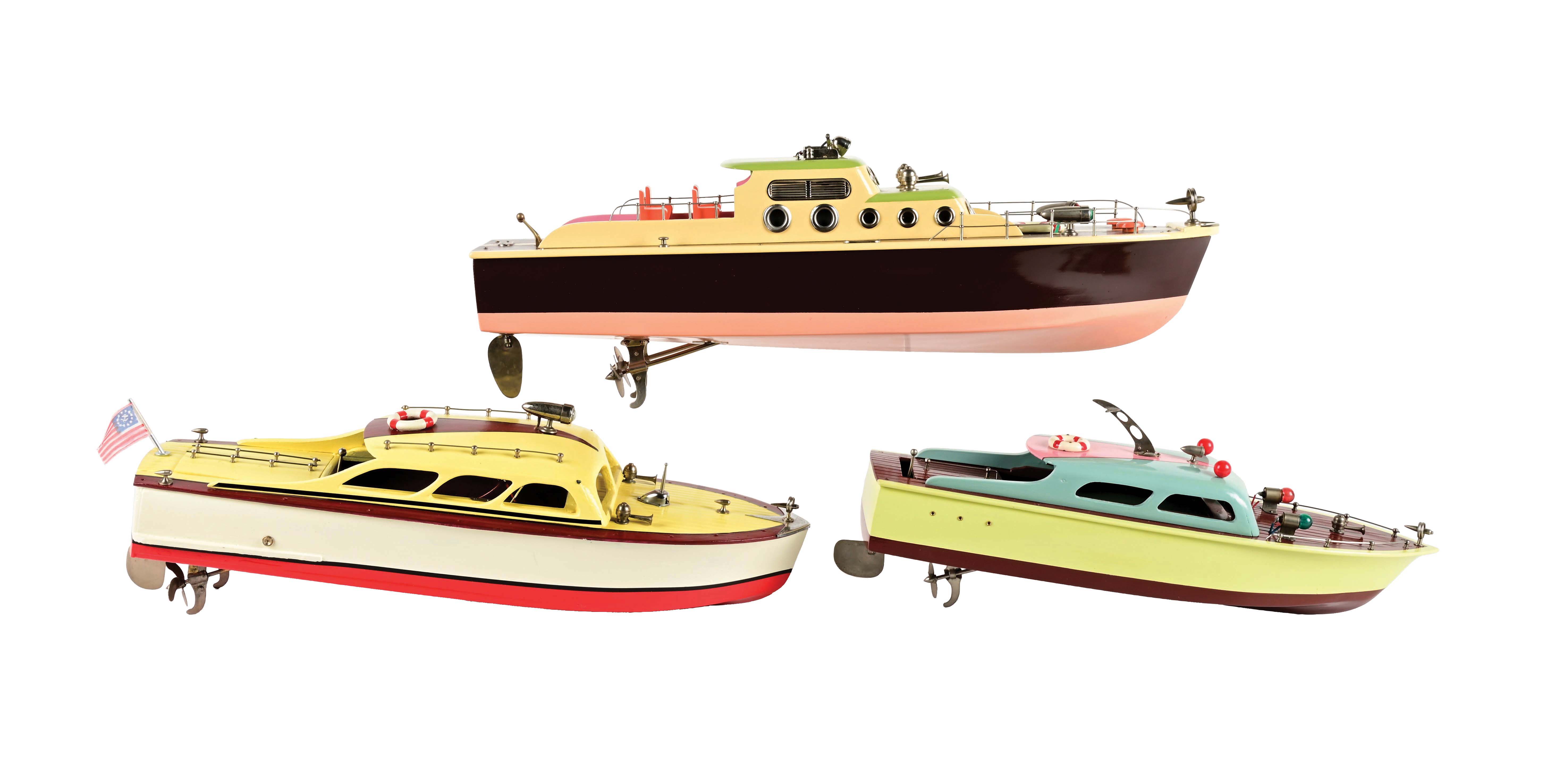 Lot Detail LOT OF 3 JAPANESE BATTERYOPERATED WOODEN MODEL BOATS.