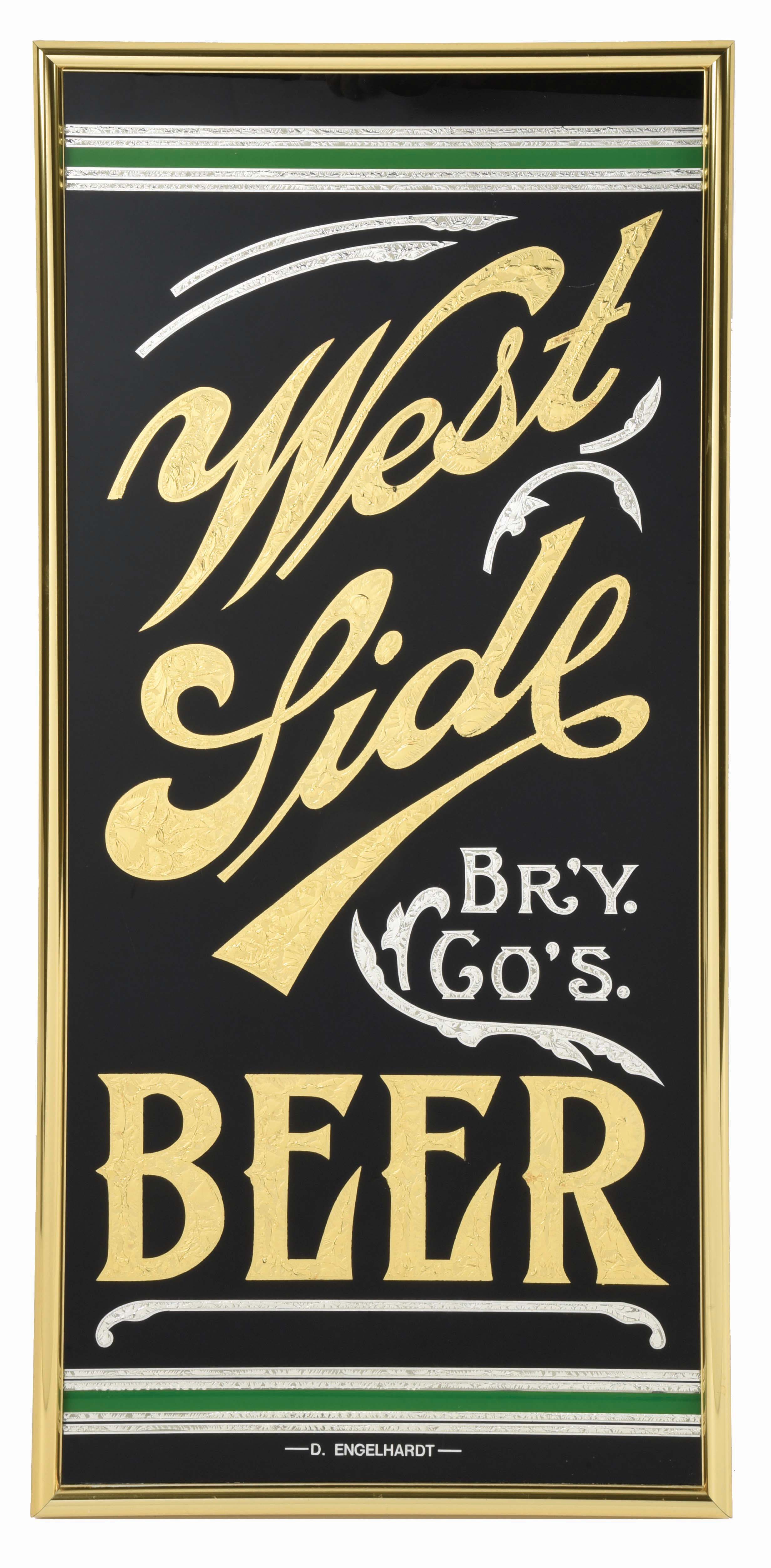 Lot Detail FRAMED WEST SIDE BEER REVERSE GLASS SIGN.
