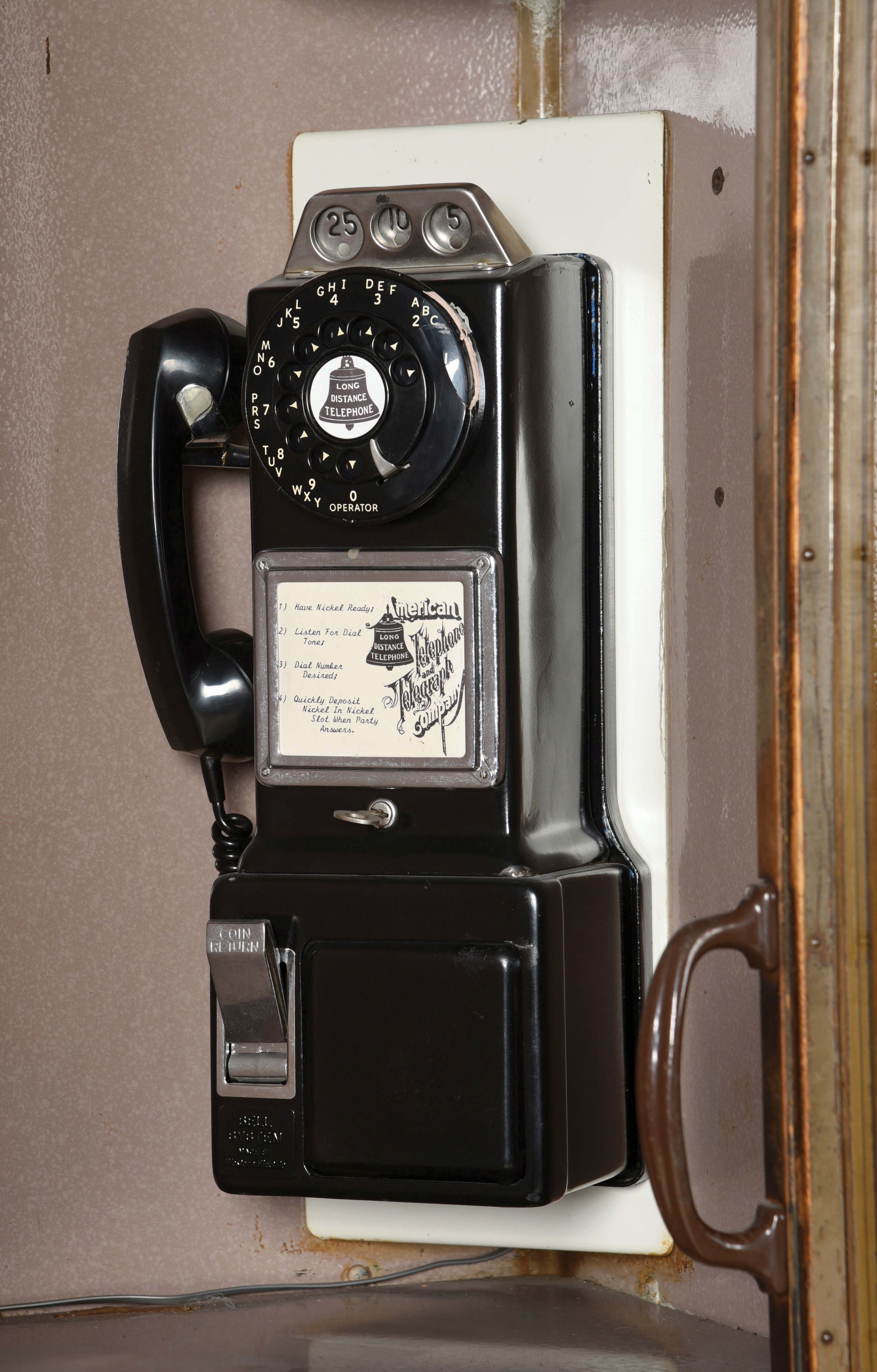 Lot Detail EARLY 1940'S OAK PHONE BOOTH WITH COIN OPERATED PHONE AND FAN.