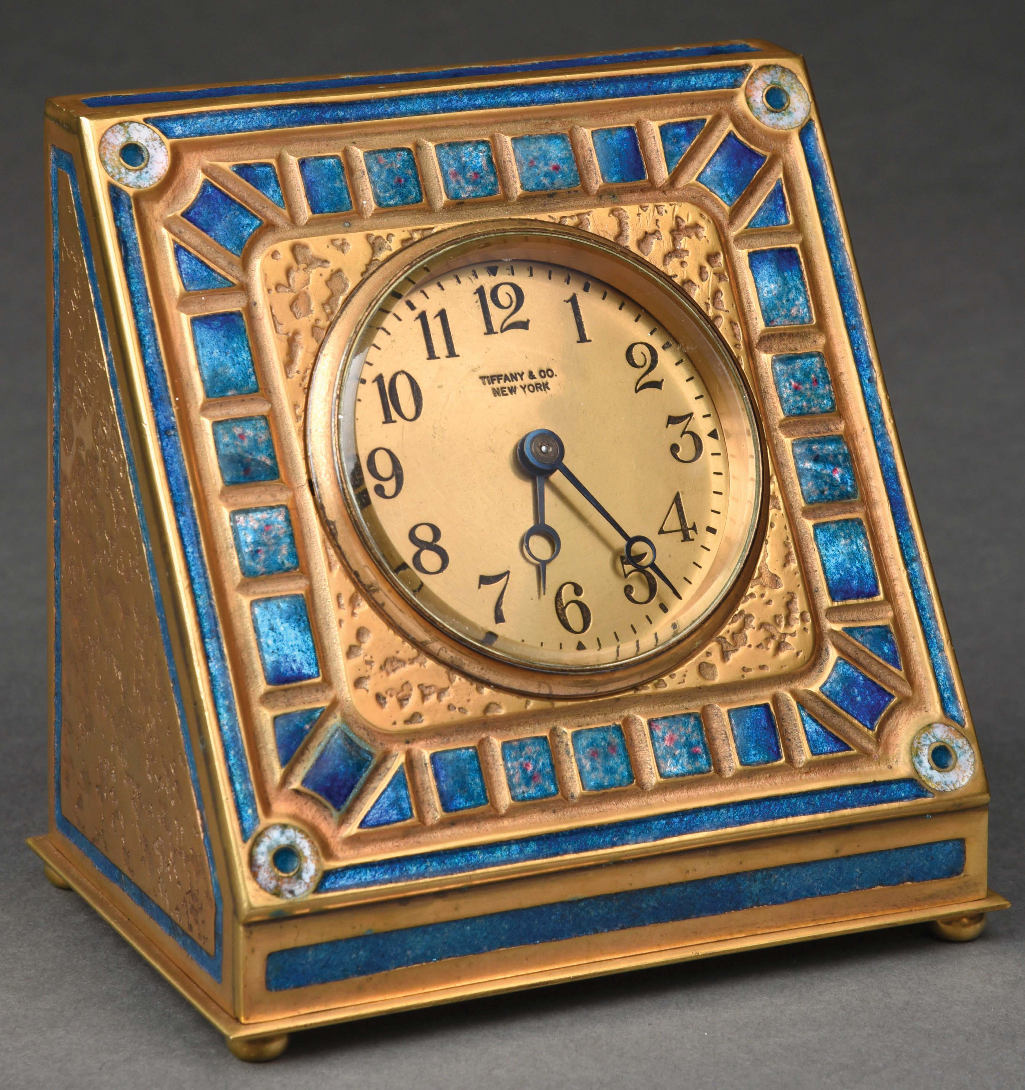 Lot Detail TIFFANY STUDIOS BLUE ENAMEL DESK CLOCK.