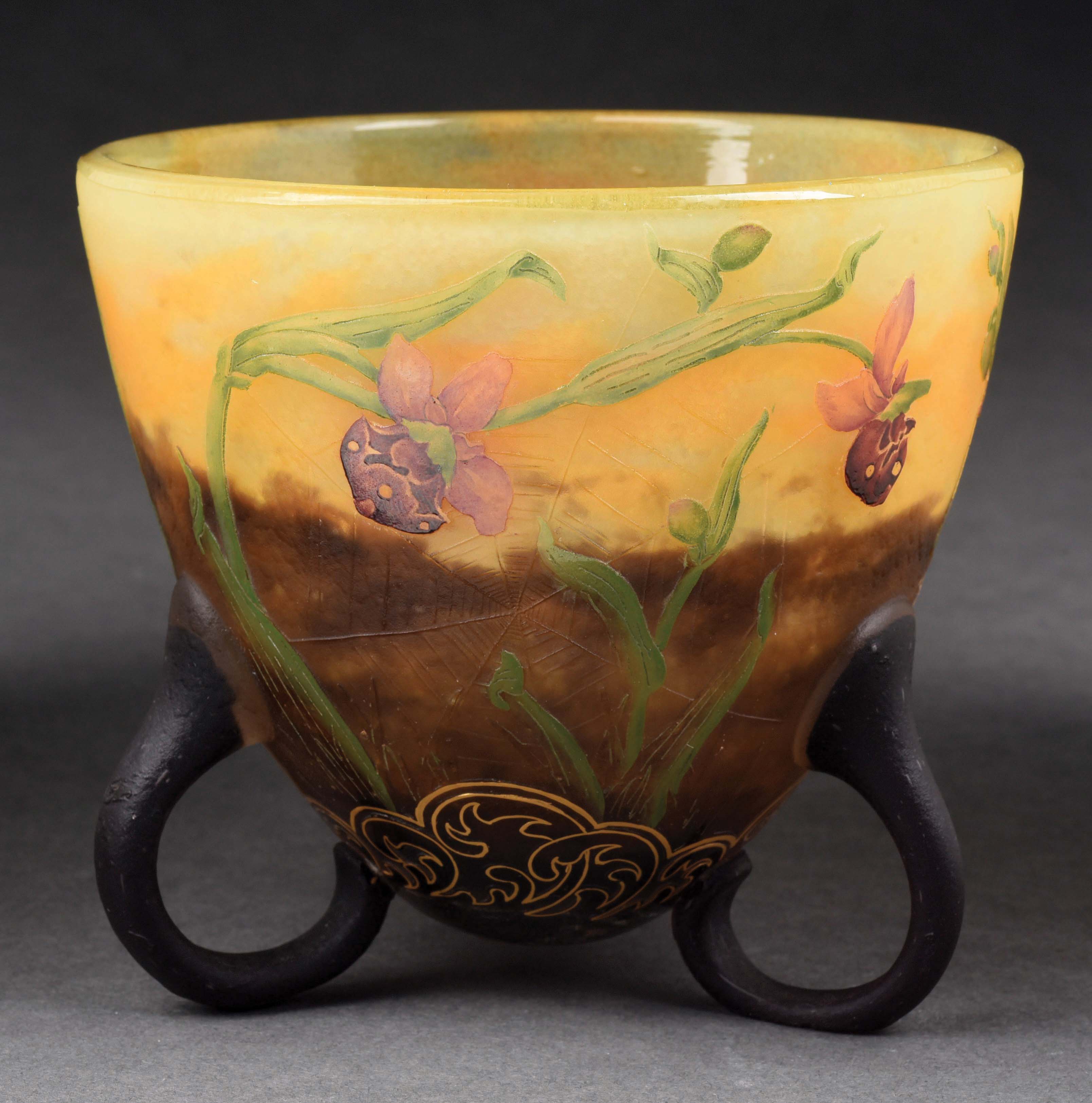 Lot Detail DAUM ORCHID VASE W/ SPIDERWEBS.