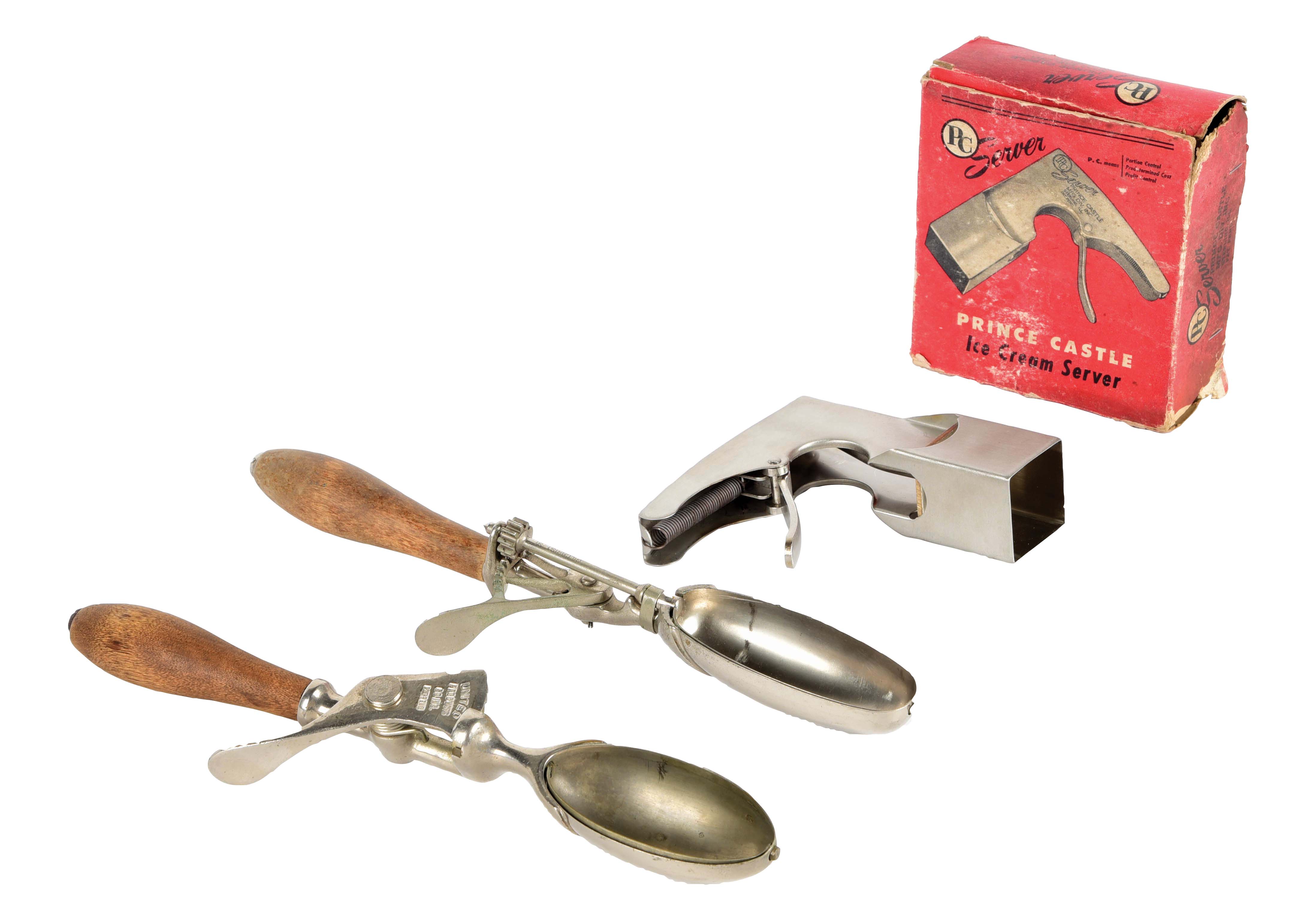 Lot Detail LOT OF 3 BANANA SPLIT AND PRINCE CASTLE ICE CREAM SERVERS.