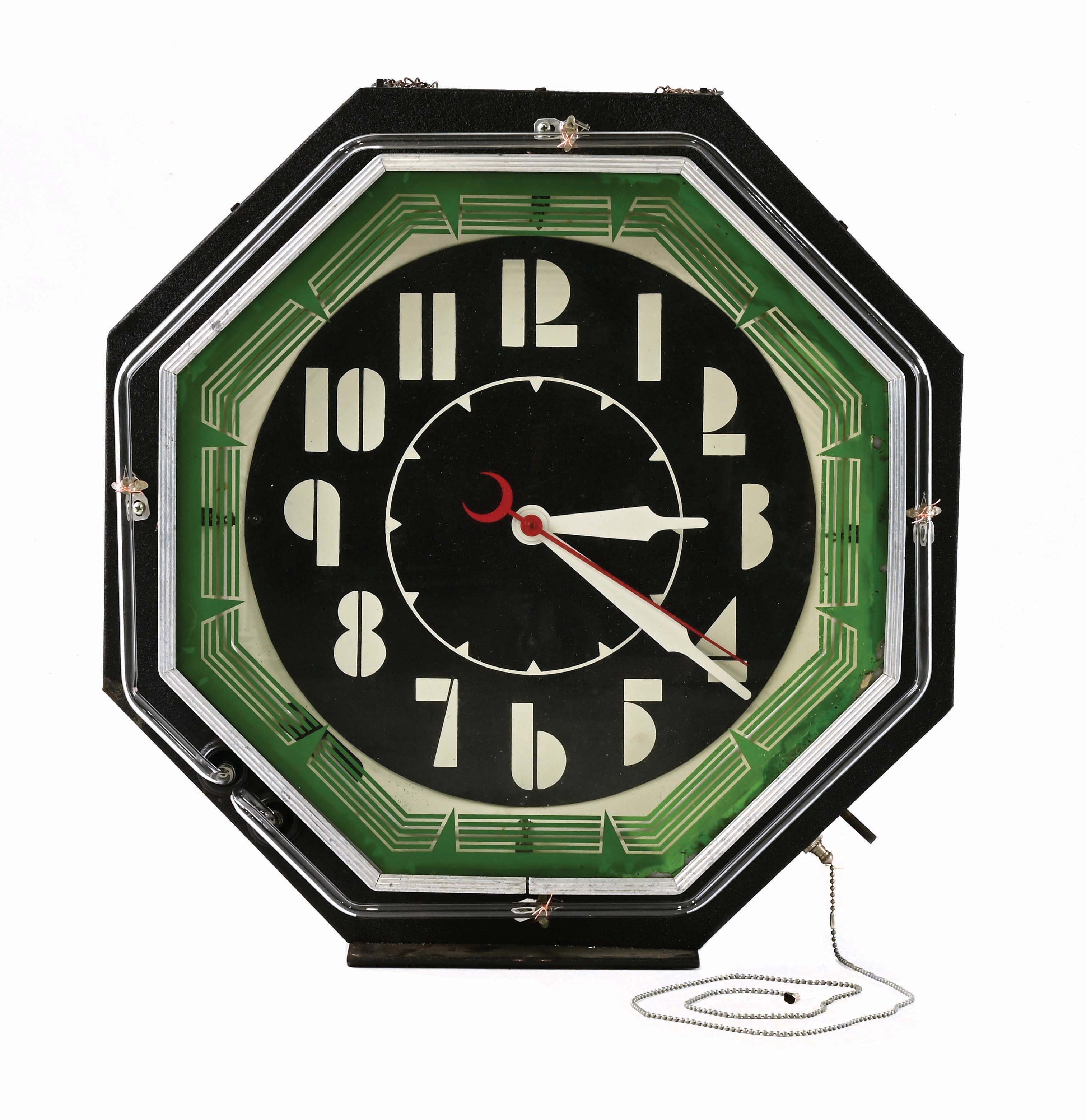 Lot Detail ART DECO NEON LIGHTUP CLOCK