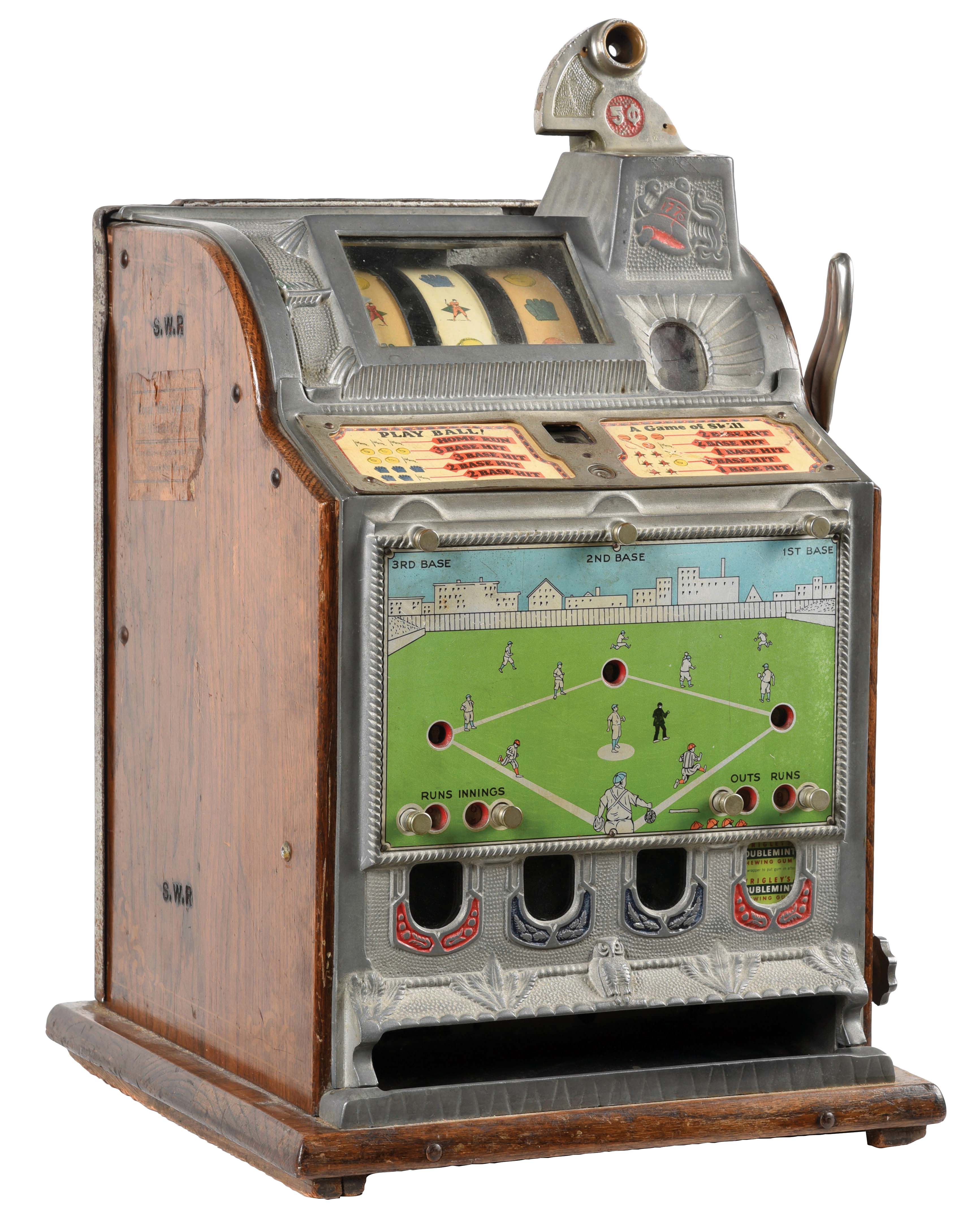 Lot Detail 5¢ MILLS FOK BASEBALL MINT VENDOR SLOT MACHINE.