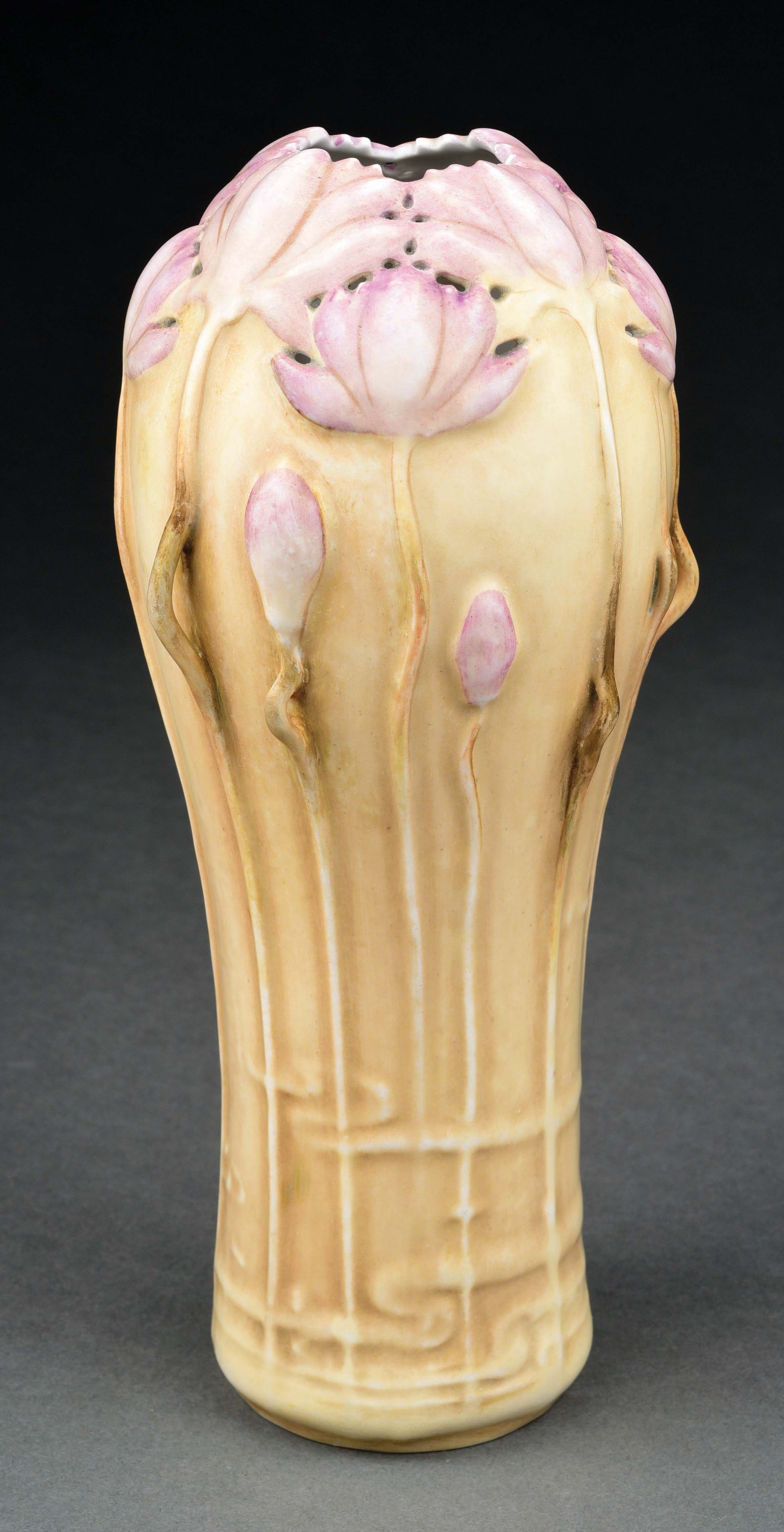 Lot Detail AMPHORA WATER LILLIES VASE WITH RETICULATED TOP AND