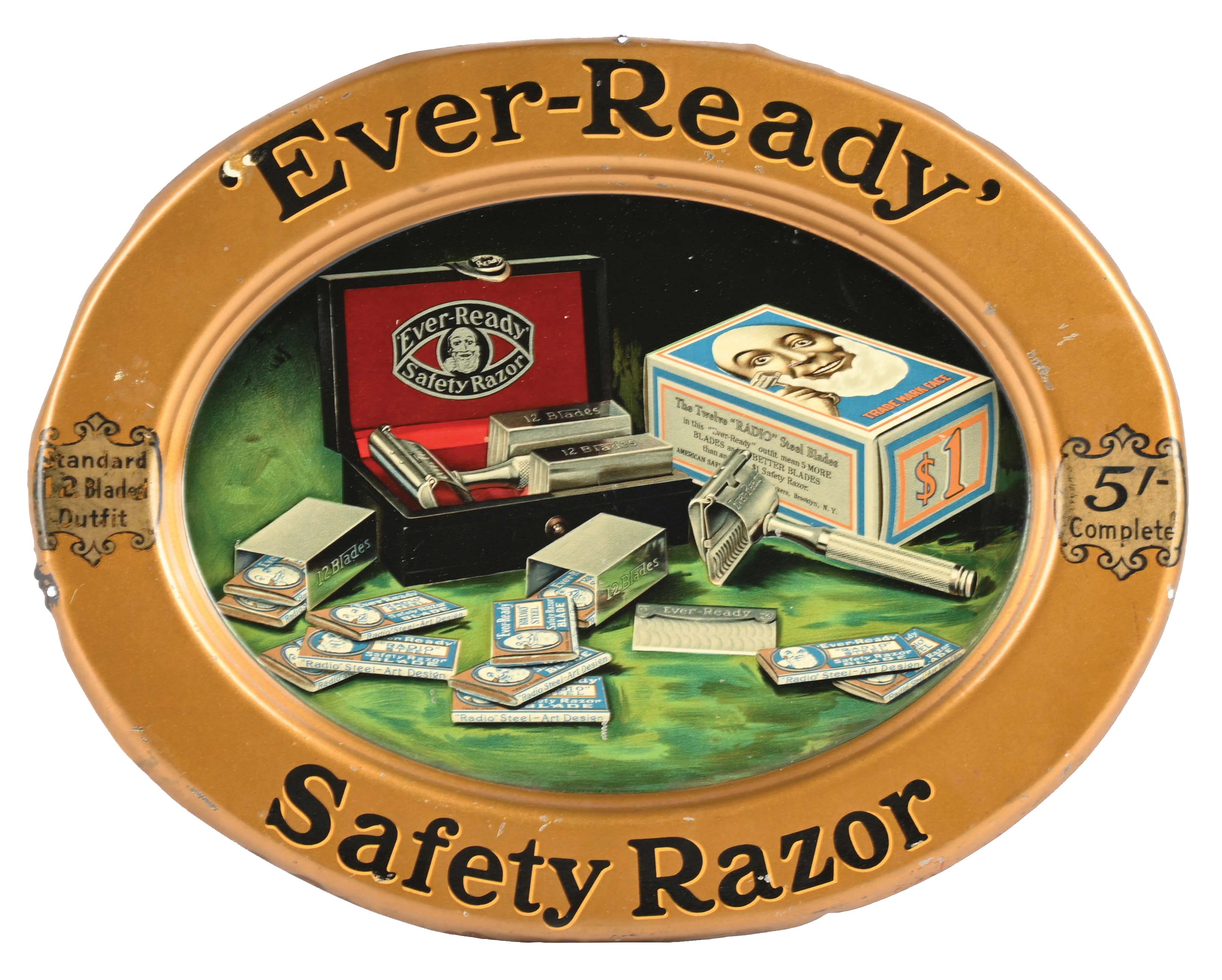 Lot Detail EVERREADY SAFETY RAZOR TIN LITHOGRAPH ADVERTISING TRAY.