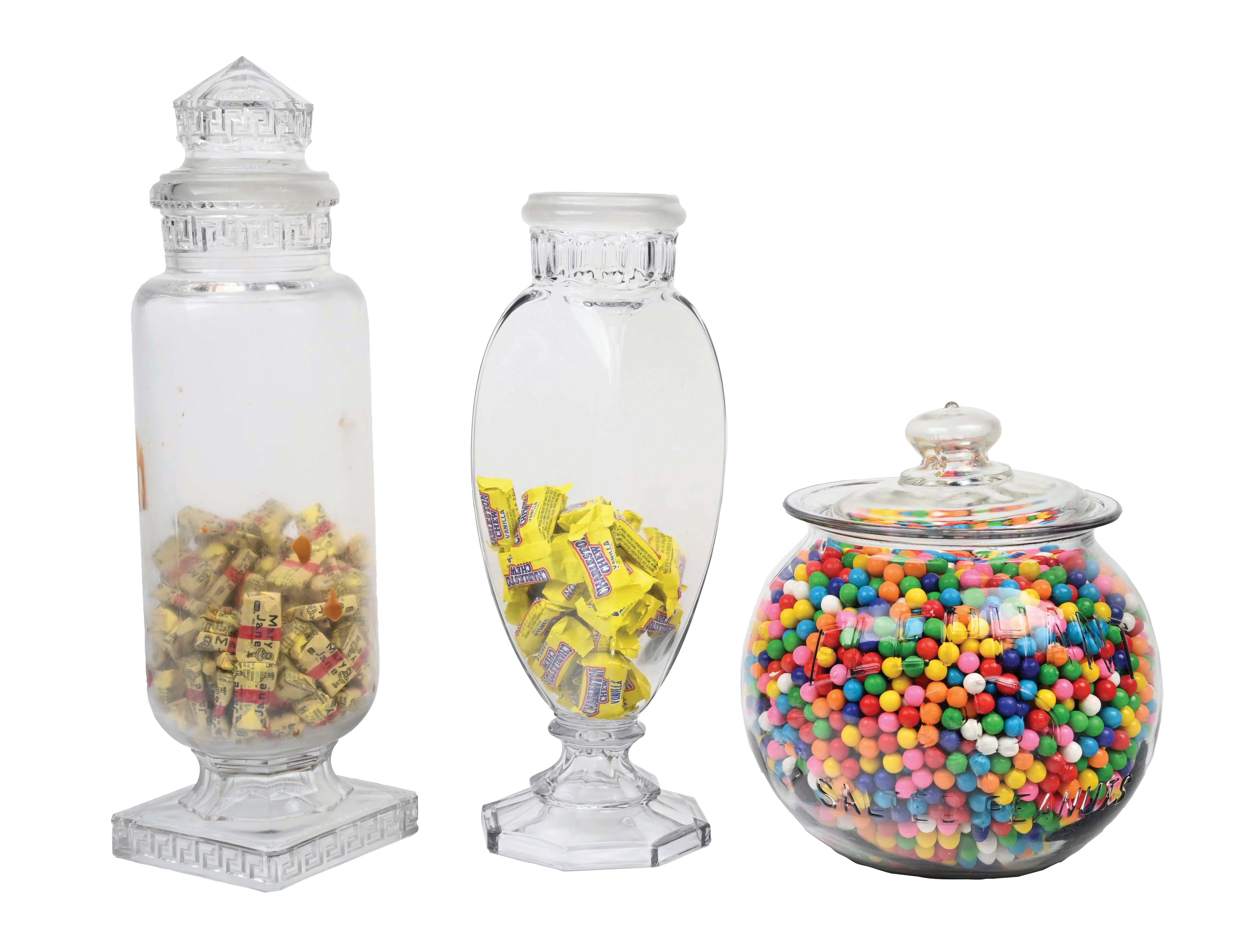 Lot Detail COLLECTION OF 3 LARGE CANDY JARS.
