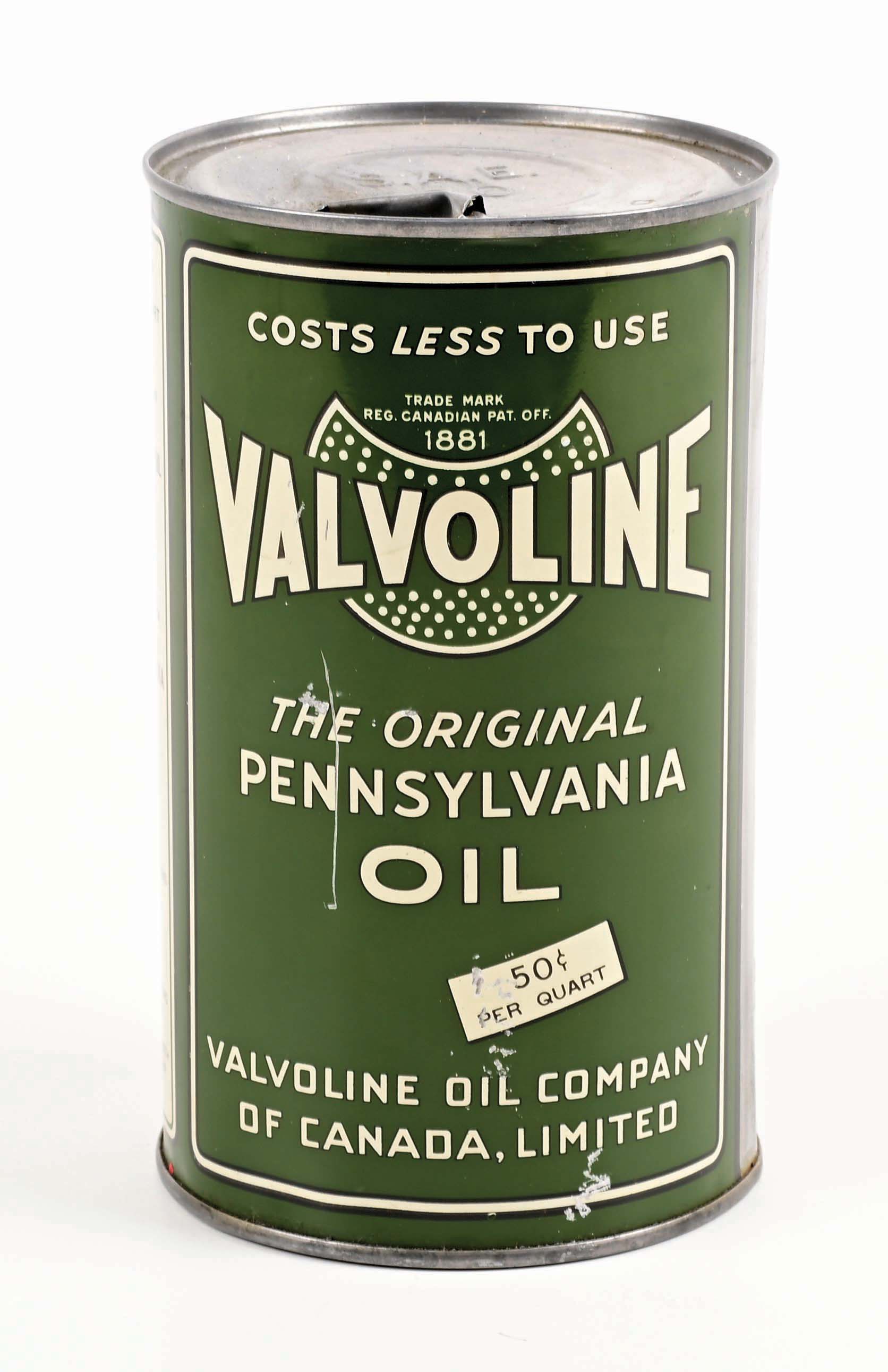 Lot Detail VALVOLINE THE ORIGINAL PENNSYLVANIA MOTOR OIL IMPERIAL ONE