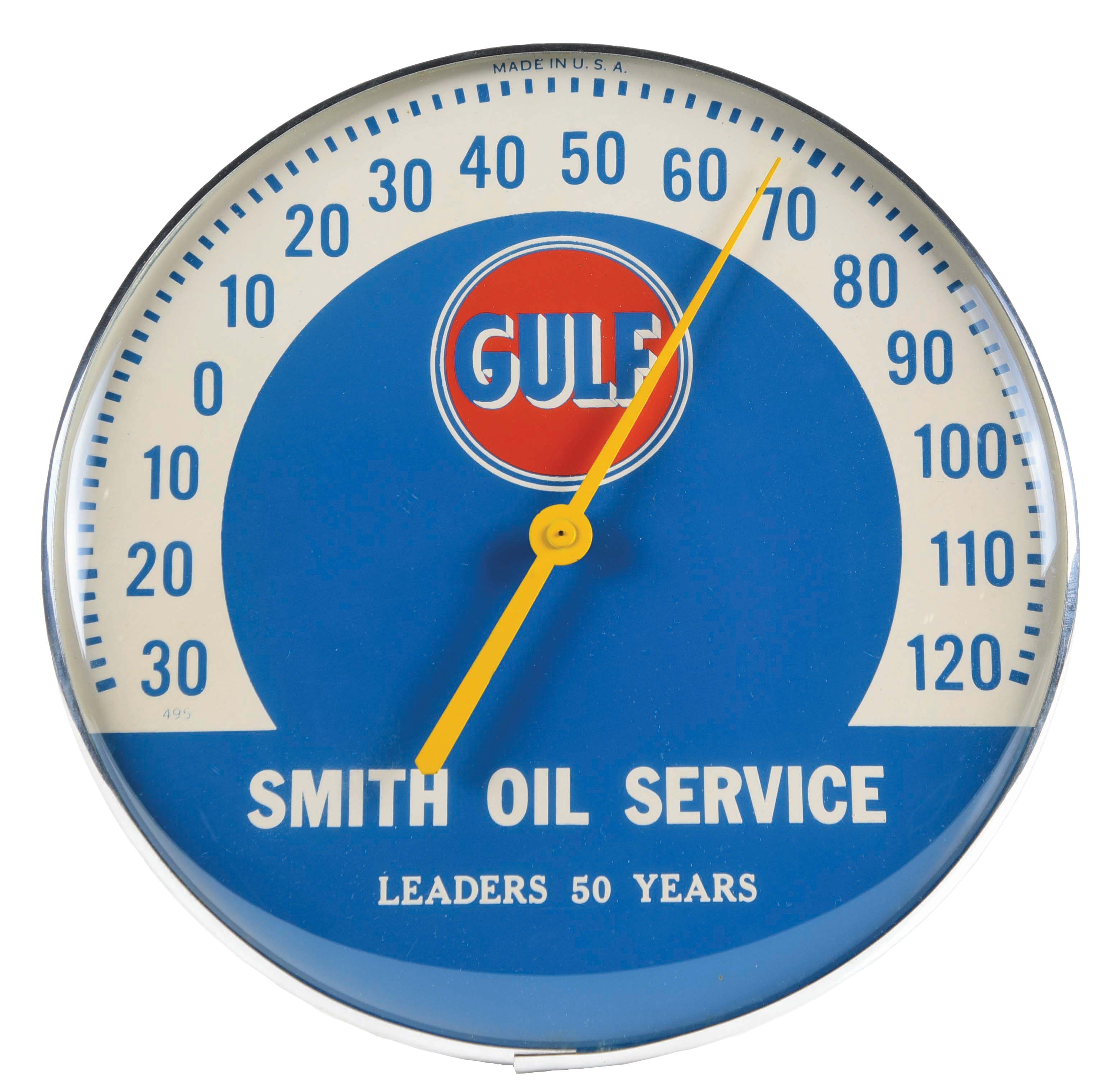 Lot Detail N.O.S. GULF "SMITH OIL SERVICE" SERVICE STATION THERMOMETER.