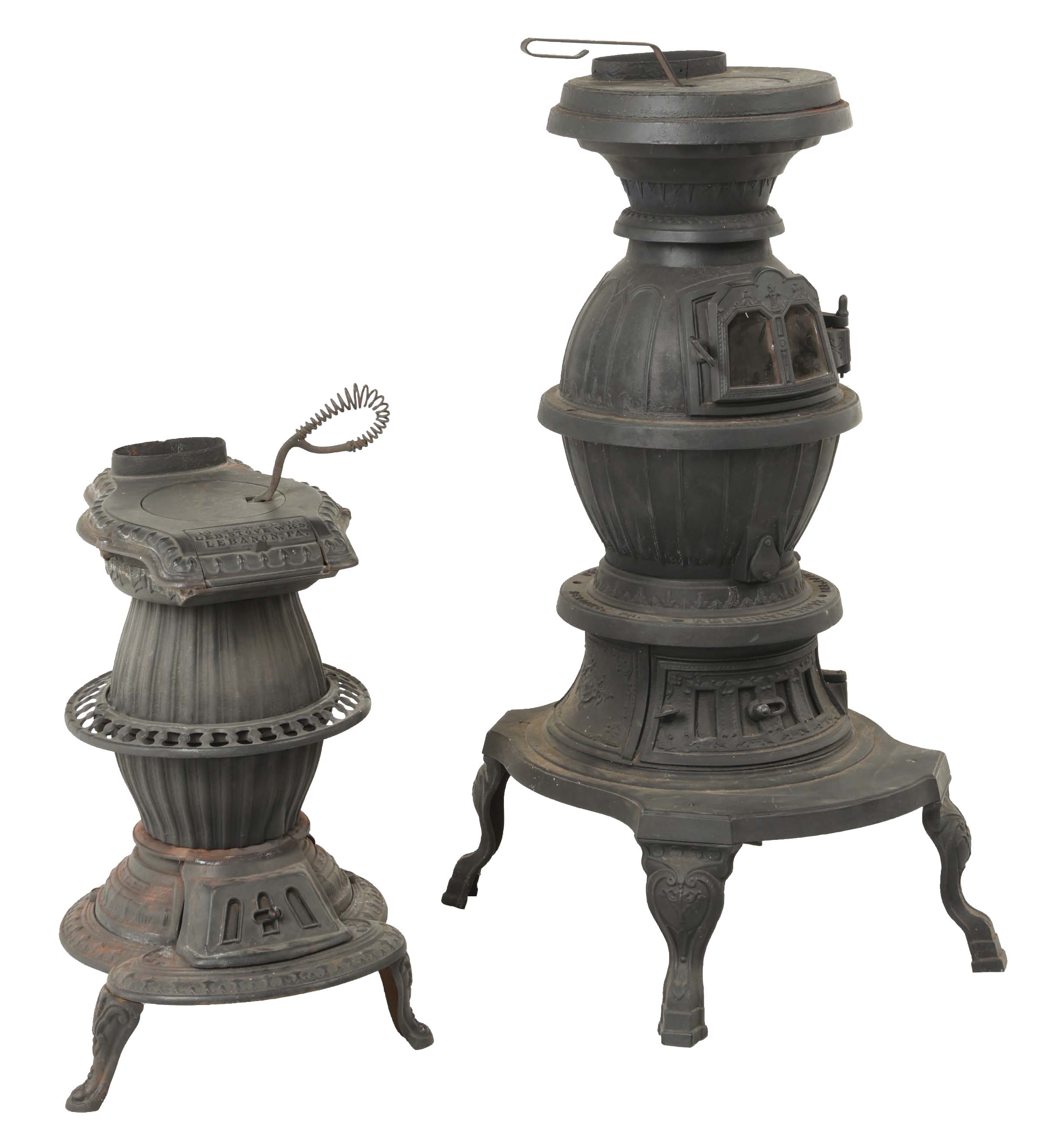 Lot Detail PAIR OF WONDERFUL EARLY CAST IRON STOVES.