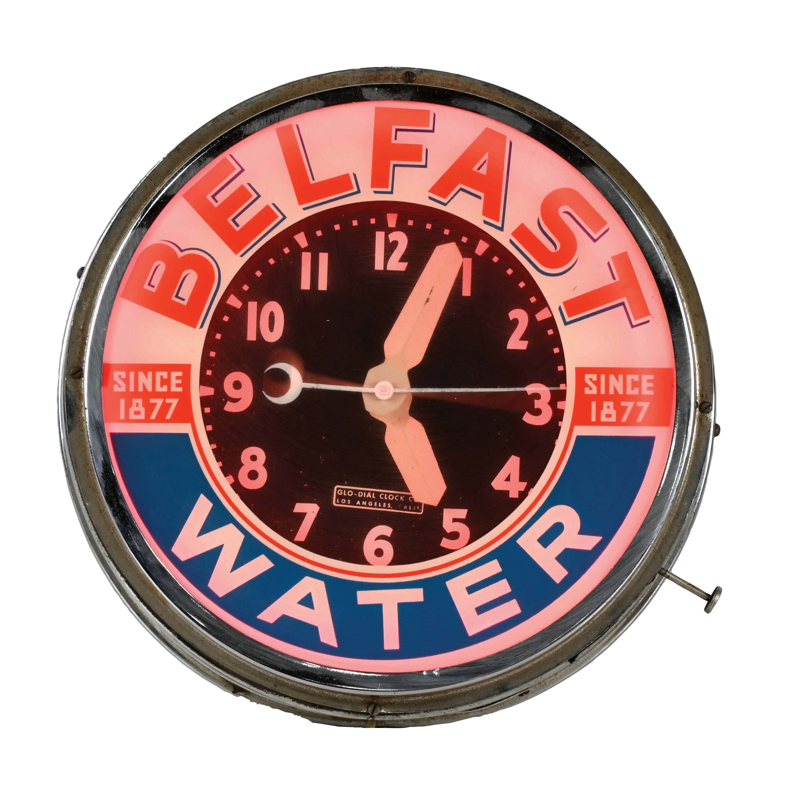 Lot Detail ORIGINAL GLOW DIAL BELFAST WATER NEON CLOCK.