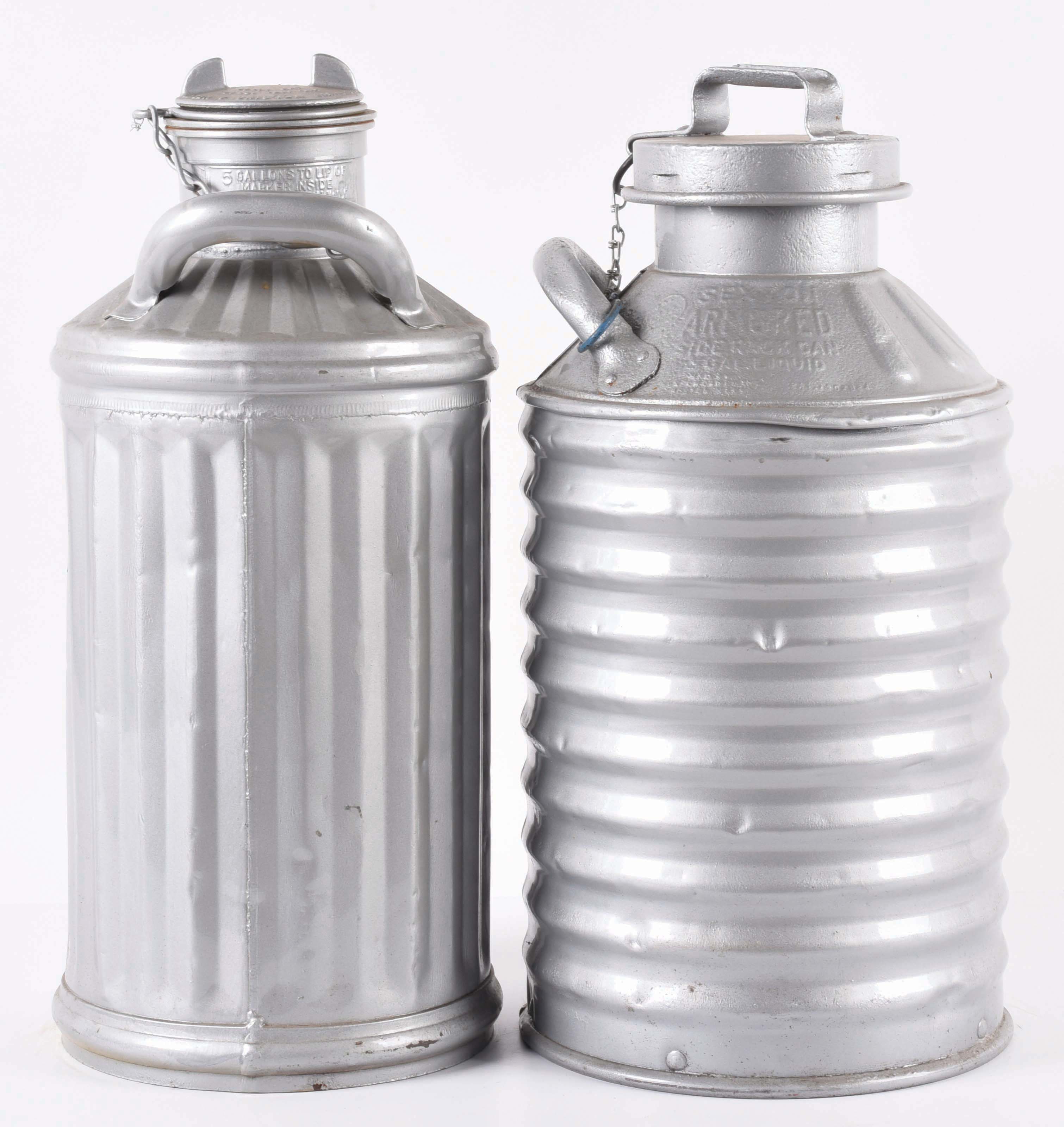 Lot Detail COLLECTION OF 2 5GALLON METAL OIL CONTAINERS.