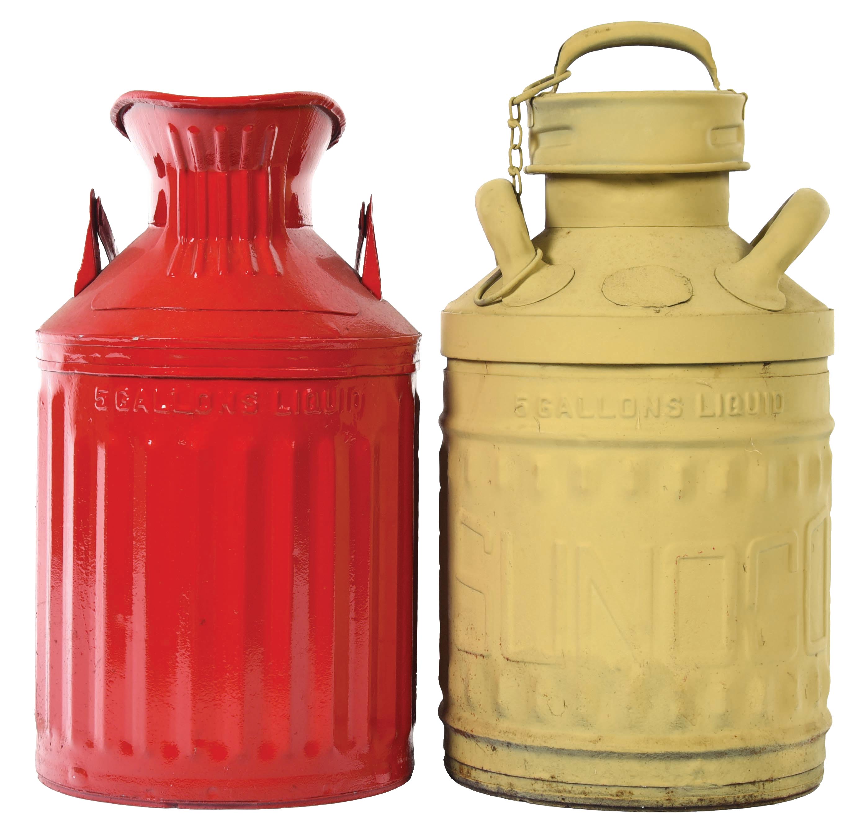 Lot Detail COLLECTION OF 2 EARLY 5GALLON OIL CONTAINERS.