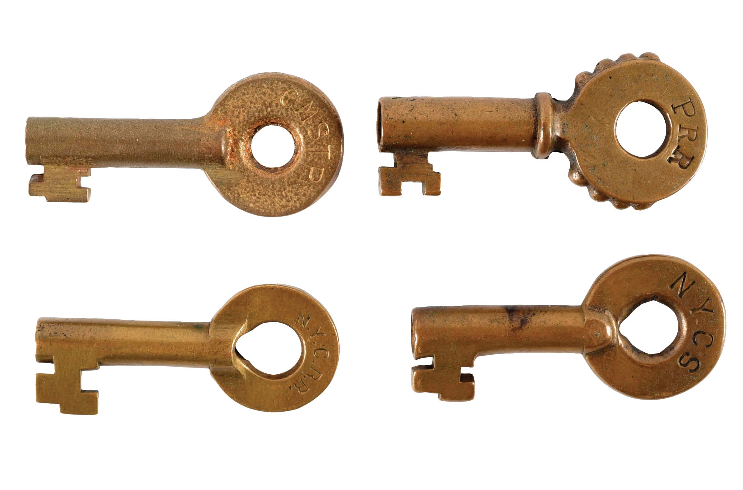 Lot Detail LOT OF 4 BRASS RAILROAD KEYS.