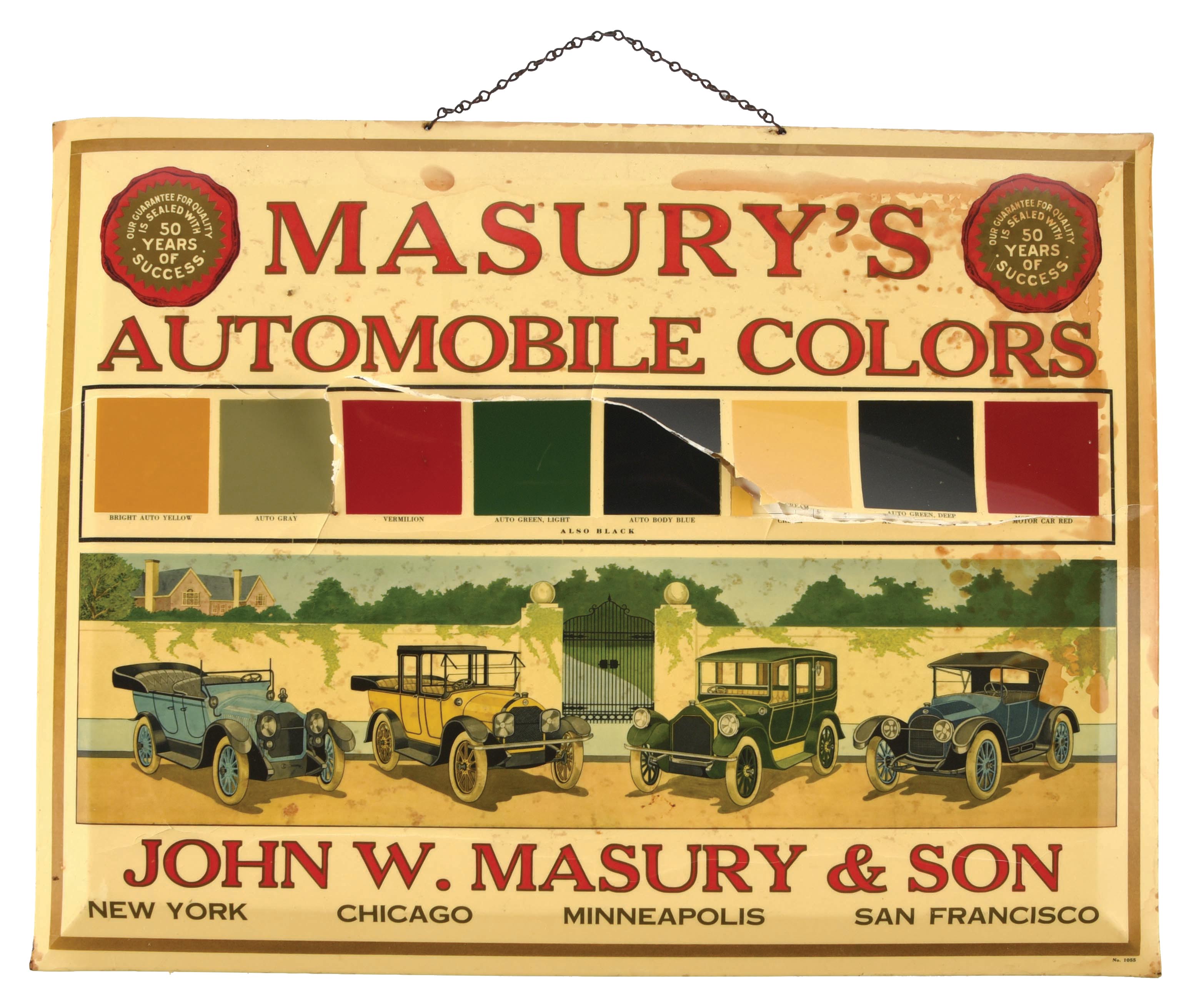 Lot Detail MASURY AUTOMOBILE COLORS CHART W/ MOTOR CAR GRAPHICS.