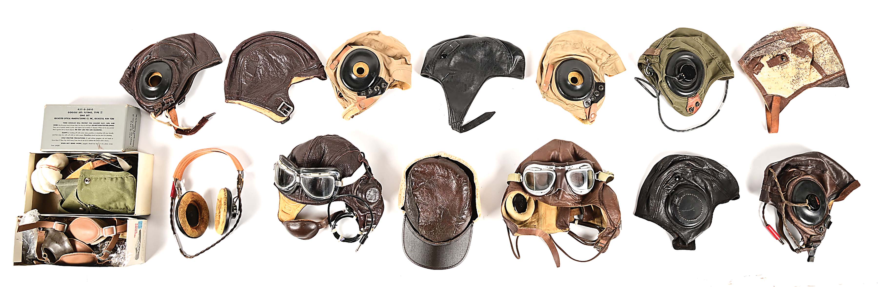 Lot Detail LARGE LOT OF WWII USAAF FLIGHT HELMETS AND GEAR INCLUDING