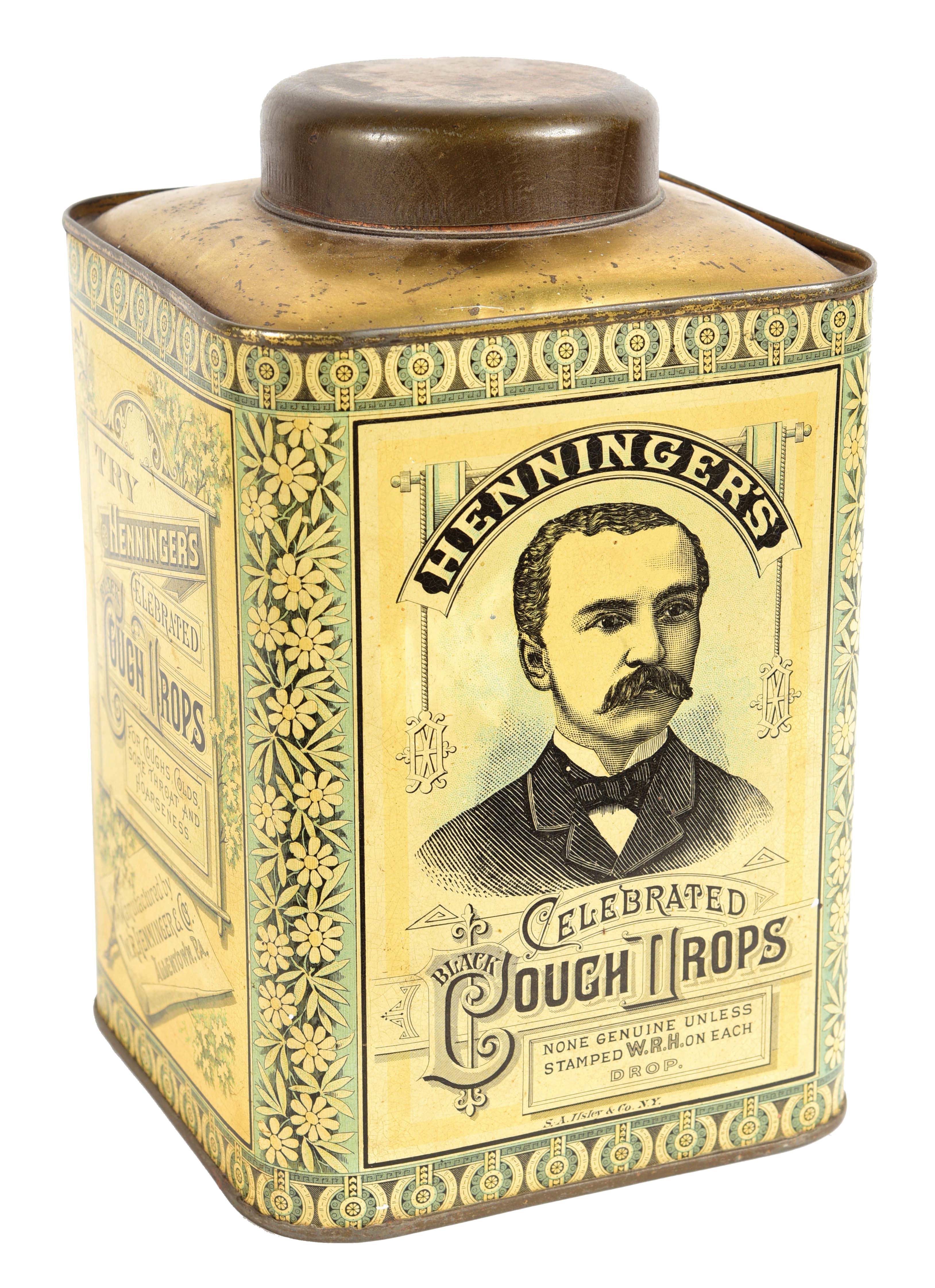 Lot Detail "TRY HENNINGER'S BLACK COUGH DROPS" TIN CONTAINER.