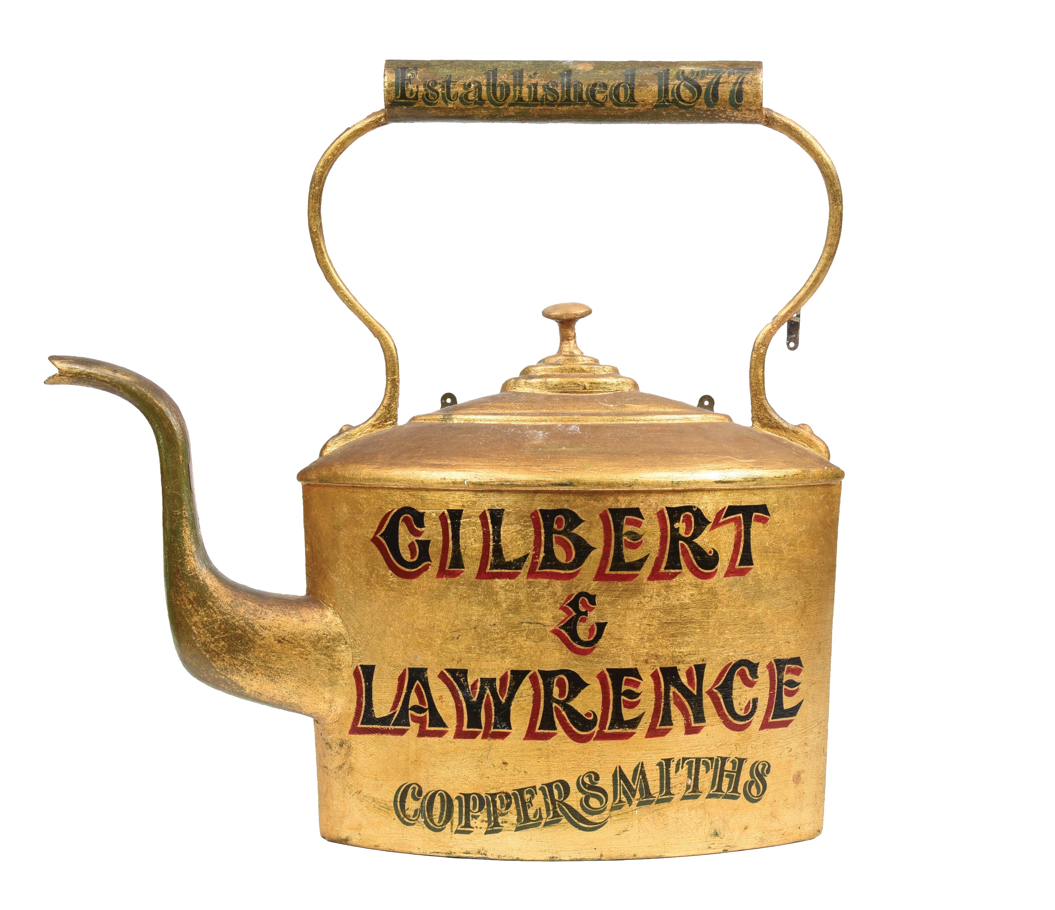 Lot Detail GILBERT & LAWRENCE COPPERSMITHS TEAPOT TRADE SIGN