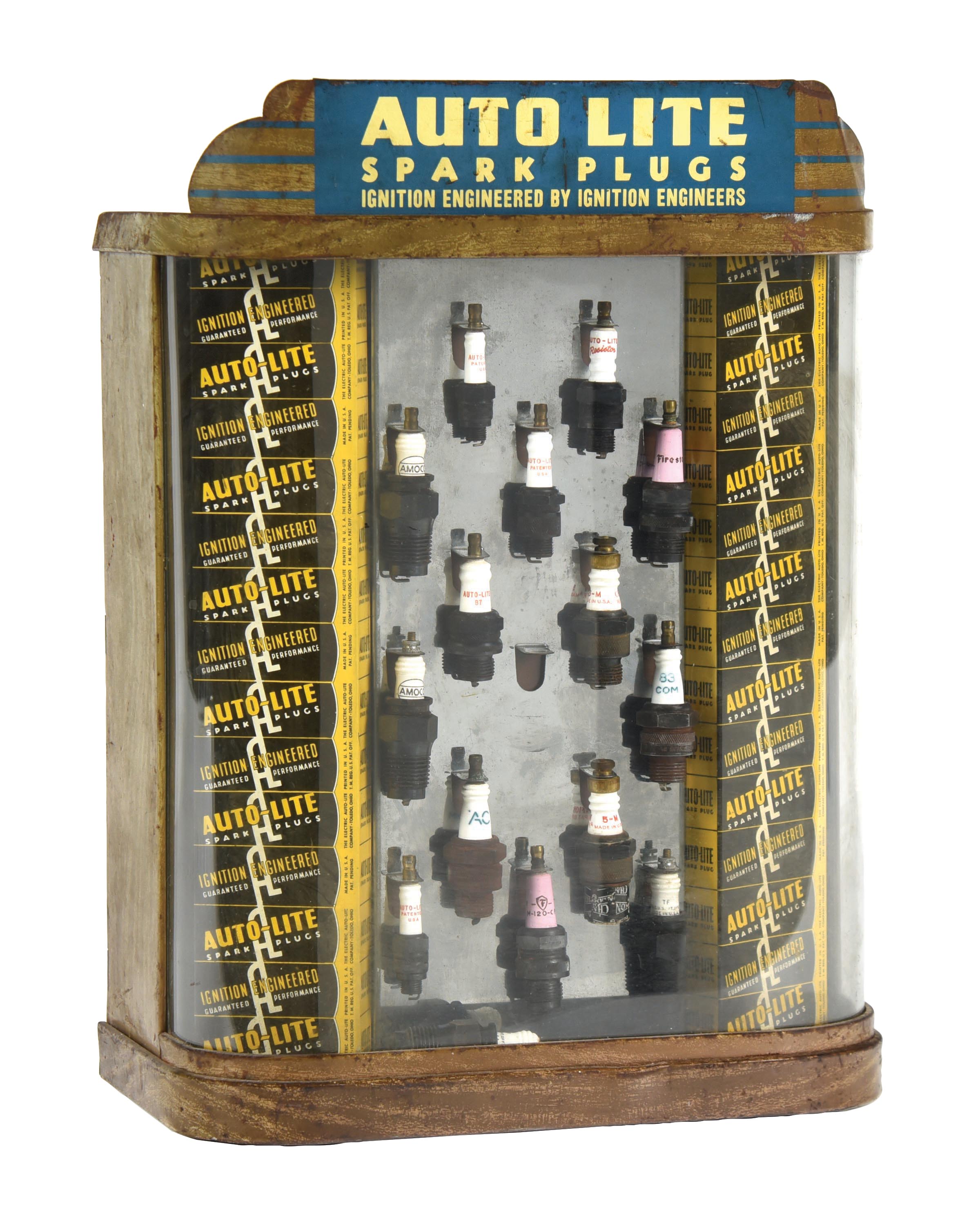 Lot Detail AUTO LITE SPARK PLUGS TIN & GLASS COUNTER TOP DISPLAY