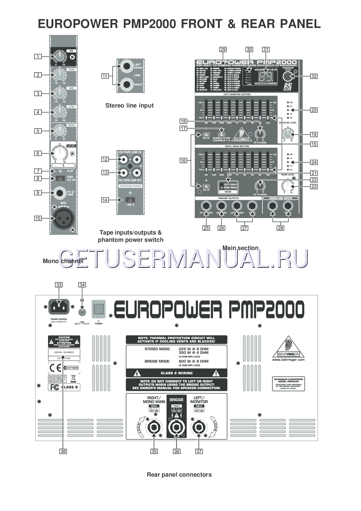 Behringer 오디오 Europower PMP2000 시트보기 무료 다운로드