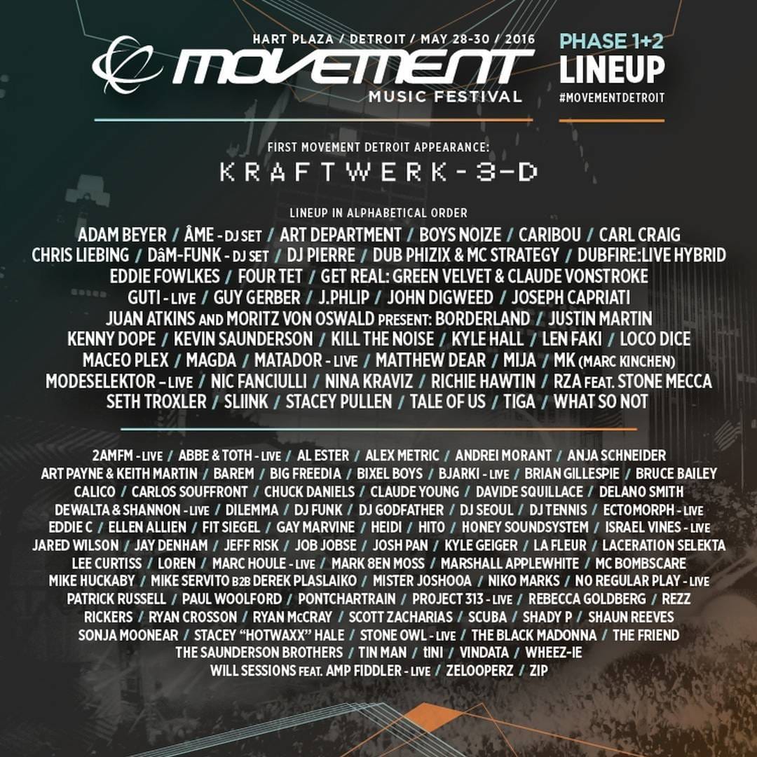 Movement Electronic Music Festival Lineup 2022