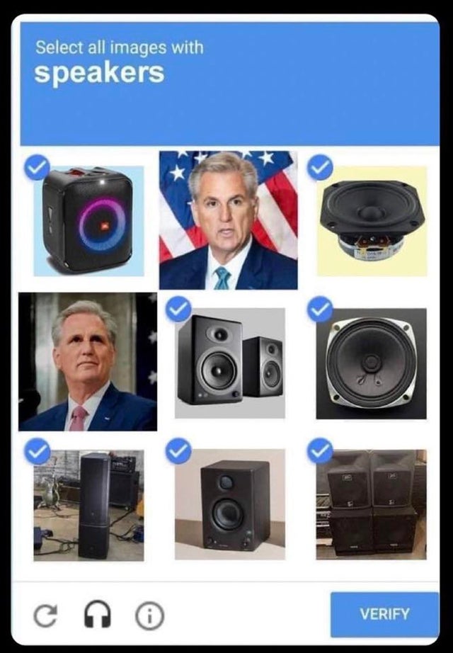 Speaker of the House/Select All Speakers CAPTCHA Meme — Audioengine