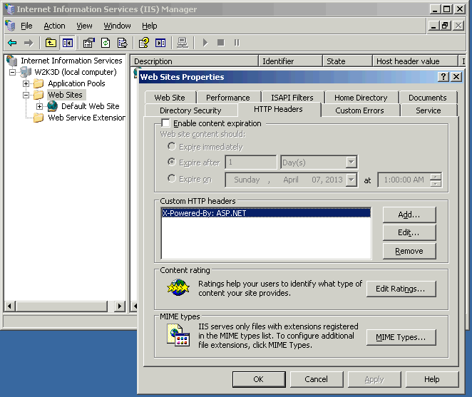 Advisory How to set “custom HTTP headers” in IIS?