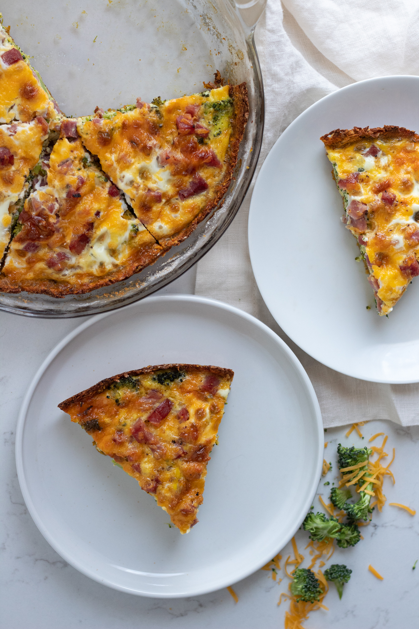 Broccoli Cheddar Ham Sweet Potato Crust Quiche — Audra's Appetite