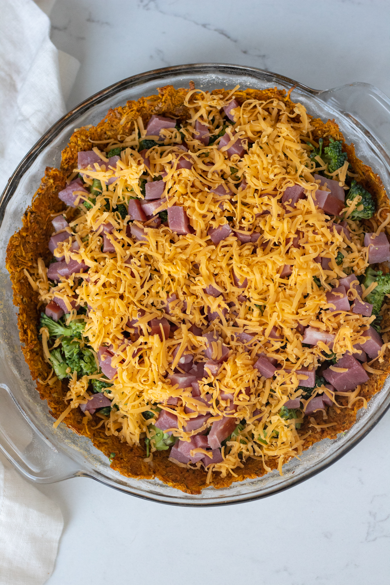 Broccoli Cheddar Ham Sweet Potato Crust Quiche — Audra's Appetite