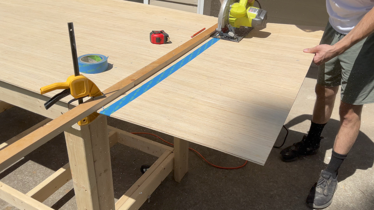 Easy 2x4 Workbench with Retractable Casters August Pine