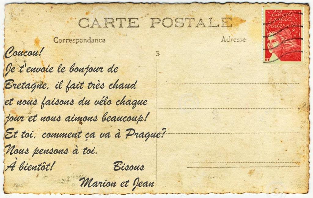 Écrire une carte postale aula de francès