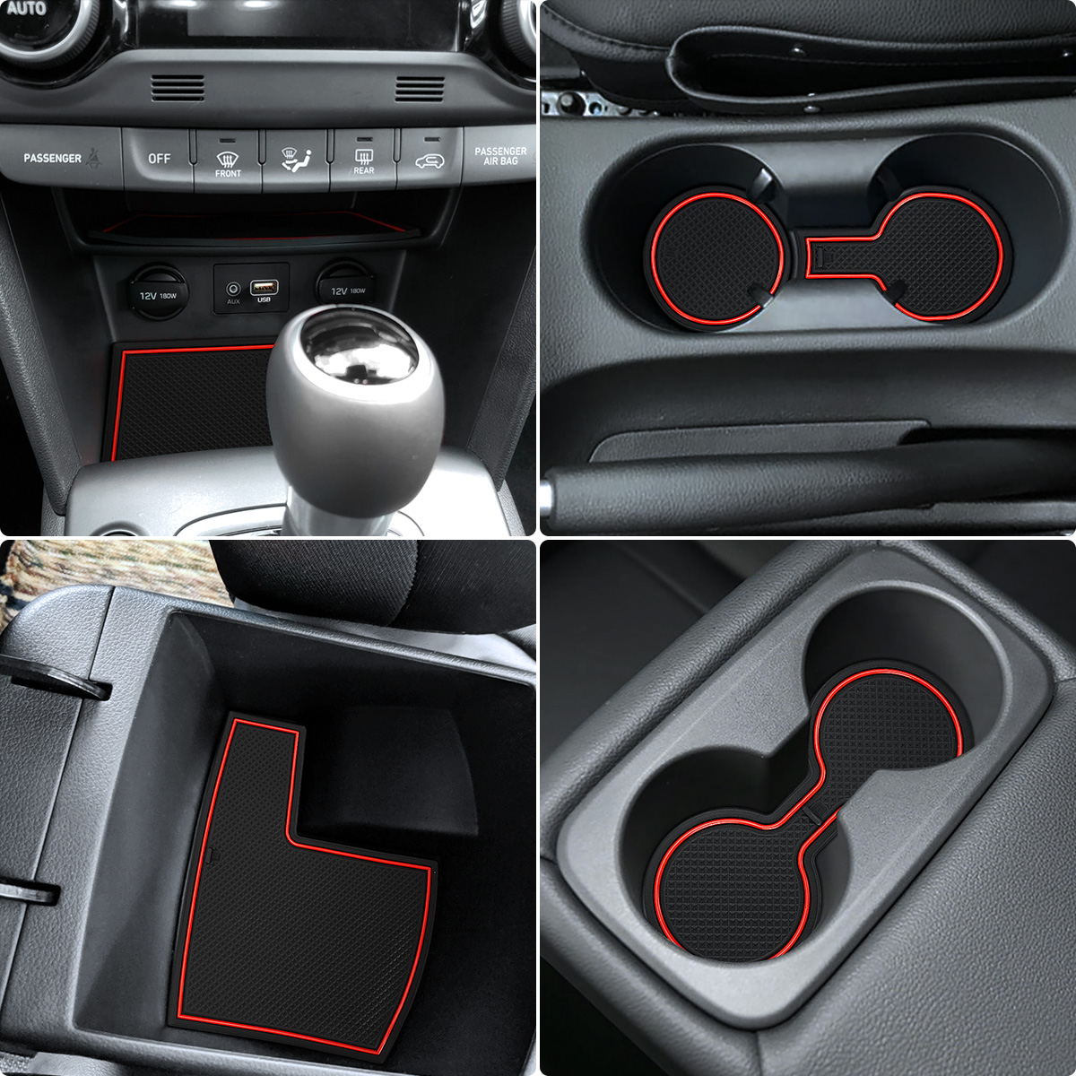 Auovo Hyundai Kona 20182021 Cup Holder Console Liners(19pcs)