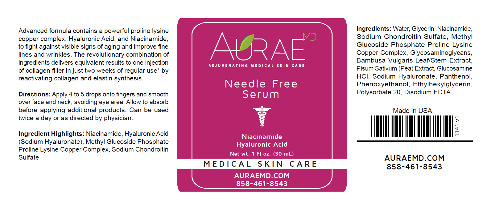 Needle Free Serum AURAE MD Aesthetic & Regenerative