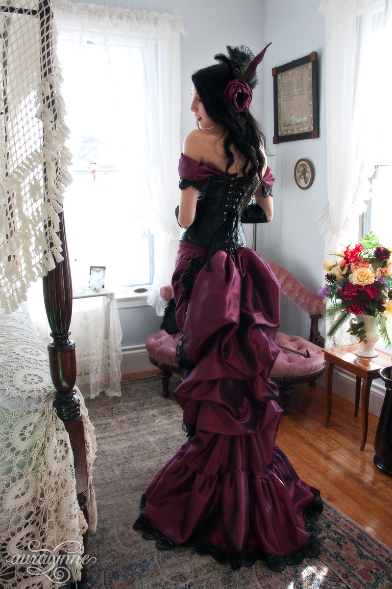 Luscious in Leather Steampunk Bustle Gown auralynne