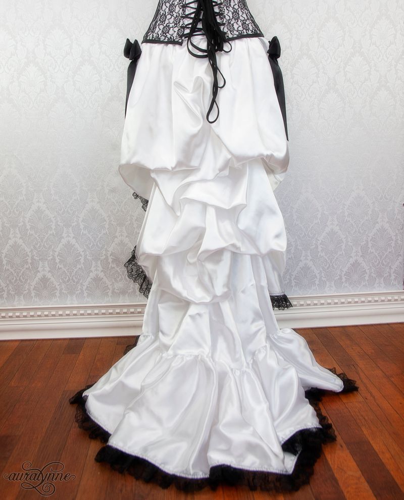 Gothic Delight White and Black Victorian Wedding Dress auralynne