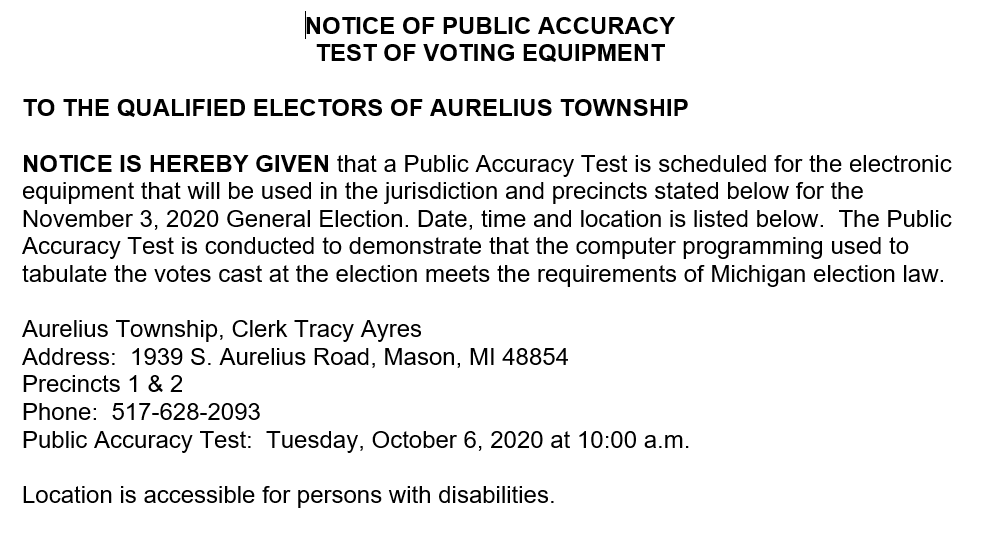 Aurelius Township > ELECTIONS