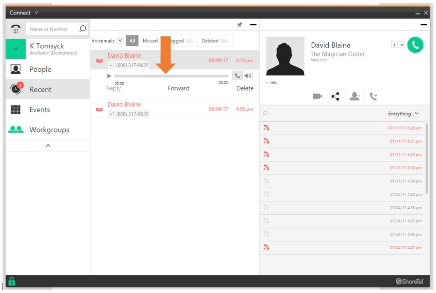 Stacy’s Tip of the Week 8.7.17 ShoreTel Connect Client Voicemails AURELIUS SOLUTIONS
