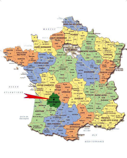 Pain Points Du Perigord Sur La Carte De France Périgord carte de France » Vacances Arts Guides Voyages
