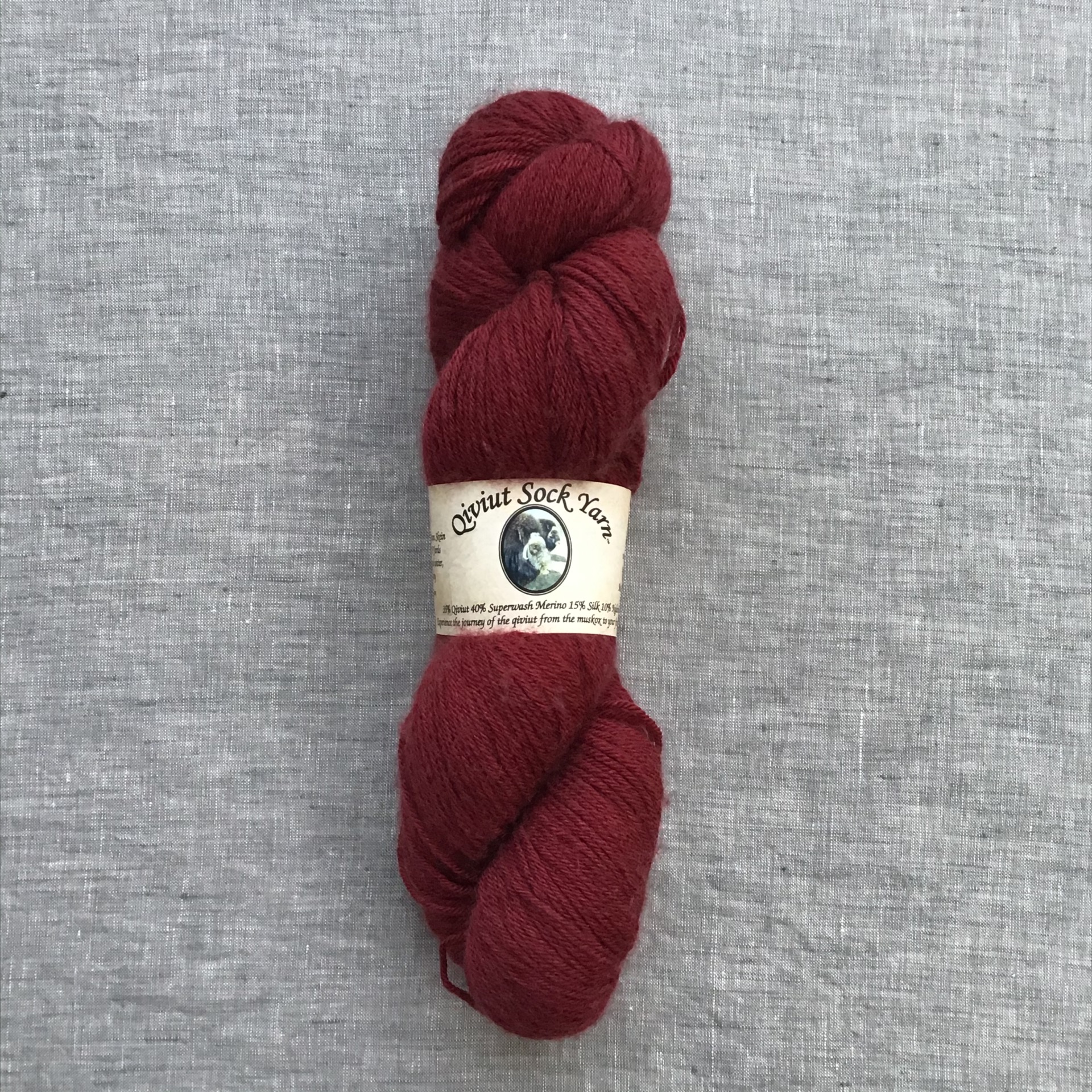 Arctic Qiviut Sock Yarn / Lowbush Cranberry Aurora Yarns of Alaska