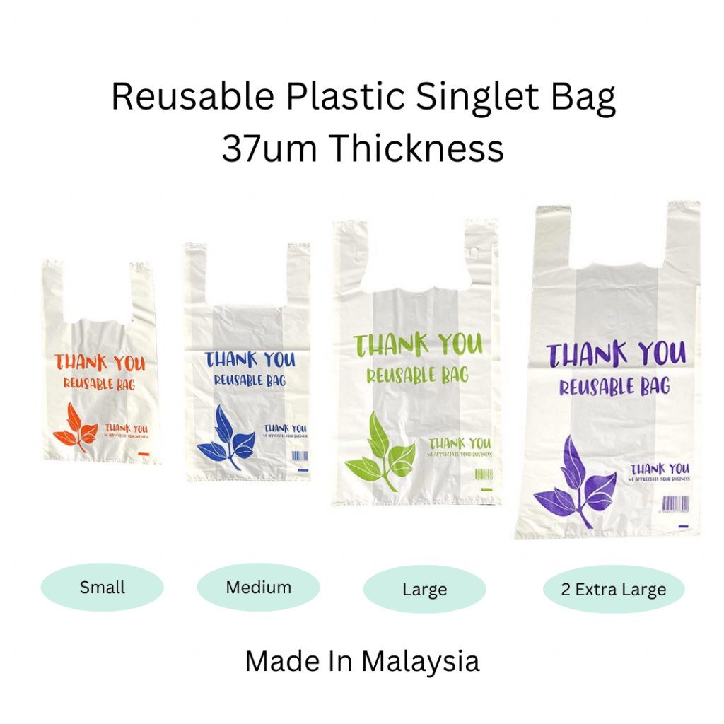 Shopping Carry Color Print Reusable Plastic Singlet Bag HD 37um